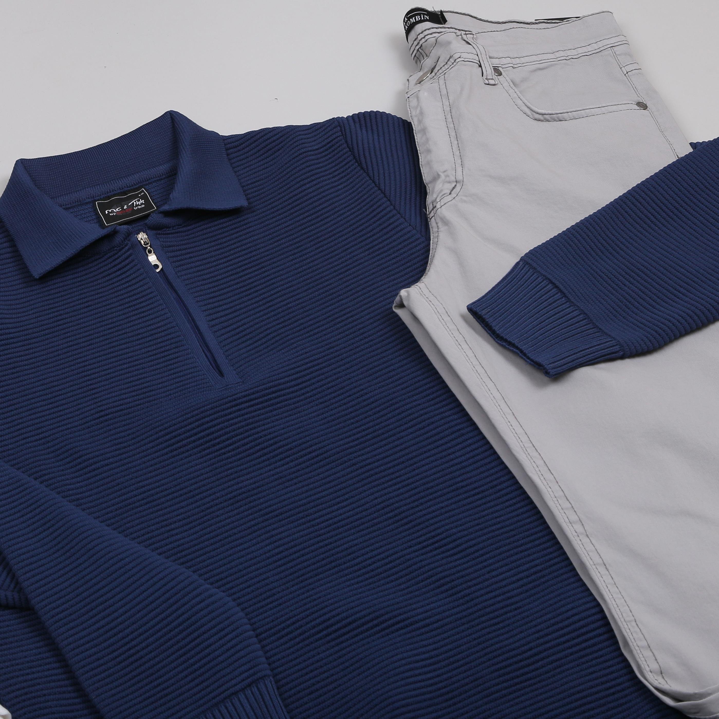 lacivert  triko polo yaka kombini