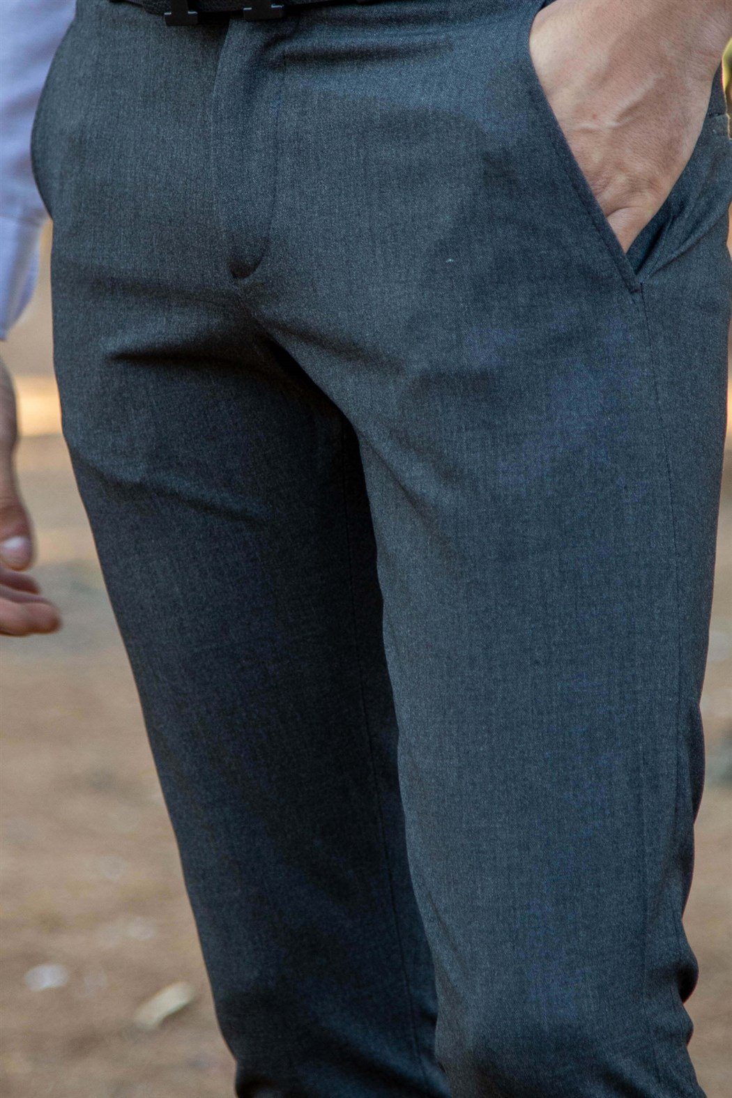 Likralı slim fit füme kumaş pantolon