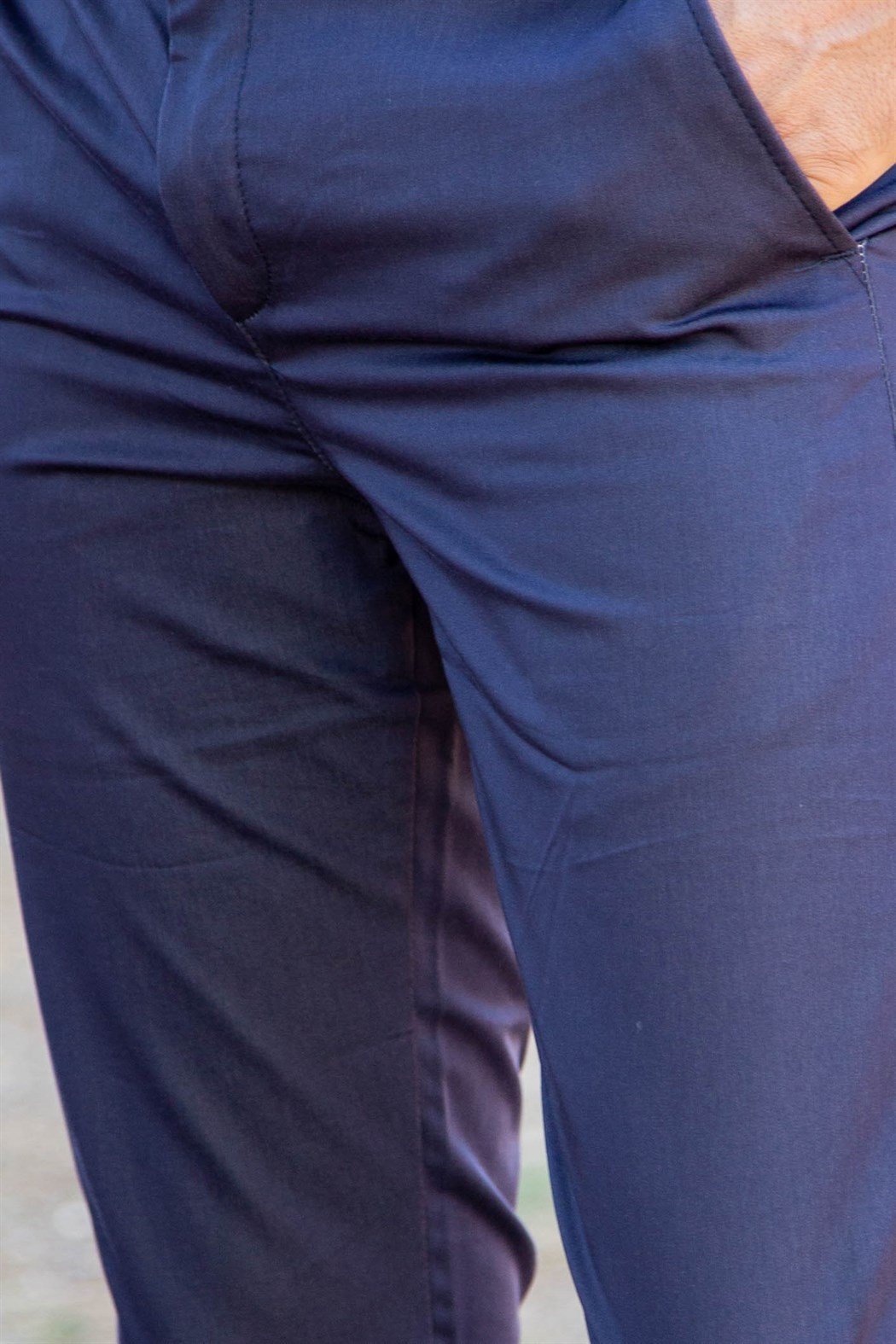 Likralı slim fit lacivert kumaş pantolon