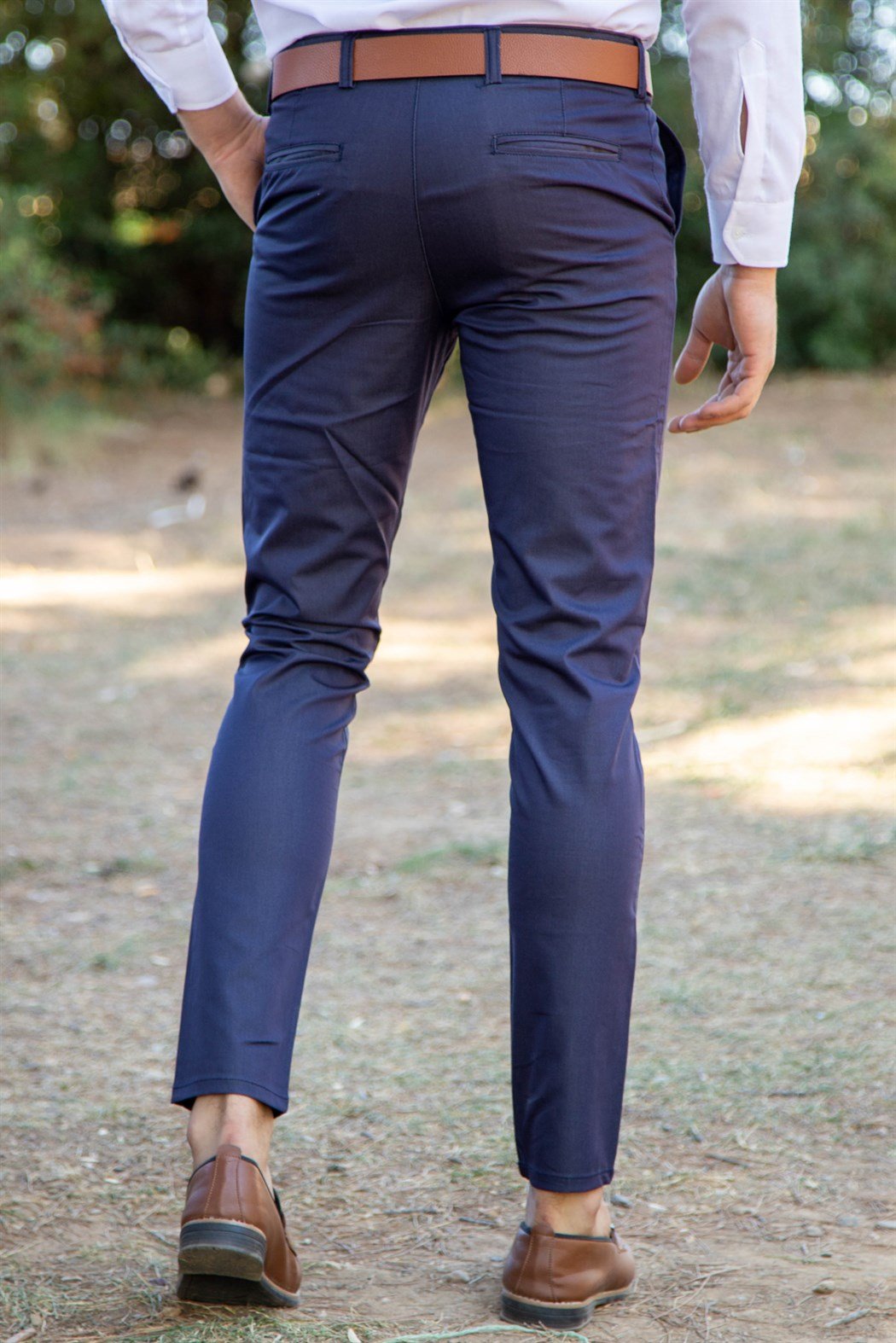 Likralı slim fit lacivert kumaş pantolon