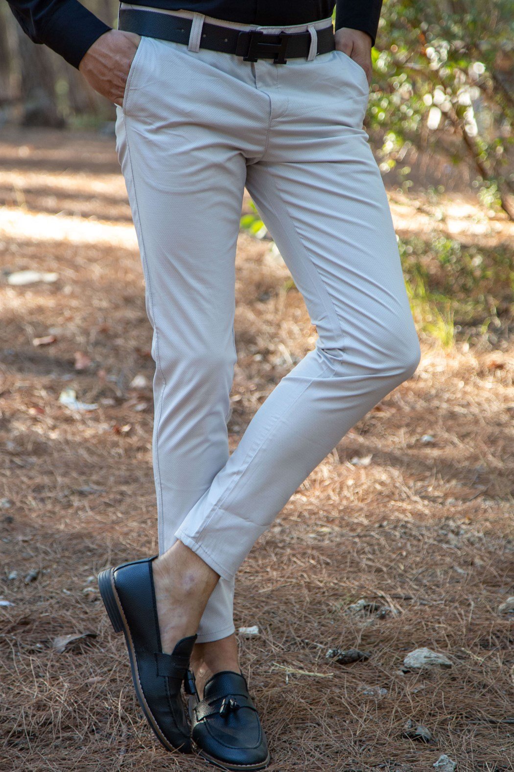 Likralı slim fit taş kumaş pantolon