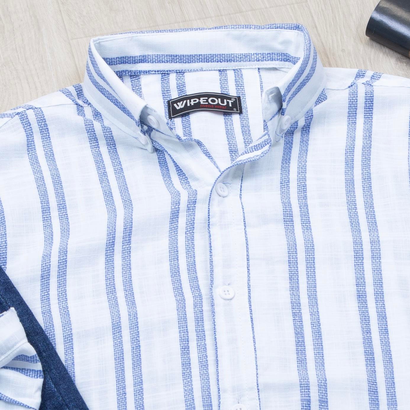 Mavi çizgili Gömlek Pantolon Ayakkabı Kombin