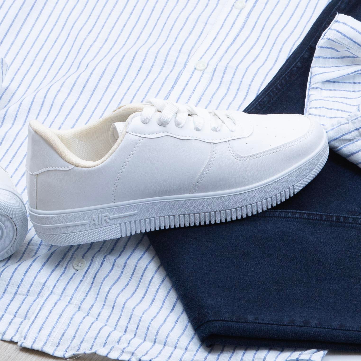 Mavi çizgili Gömlek Pantolon Ayakkabı Kombin