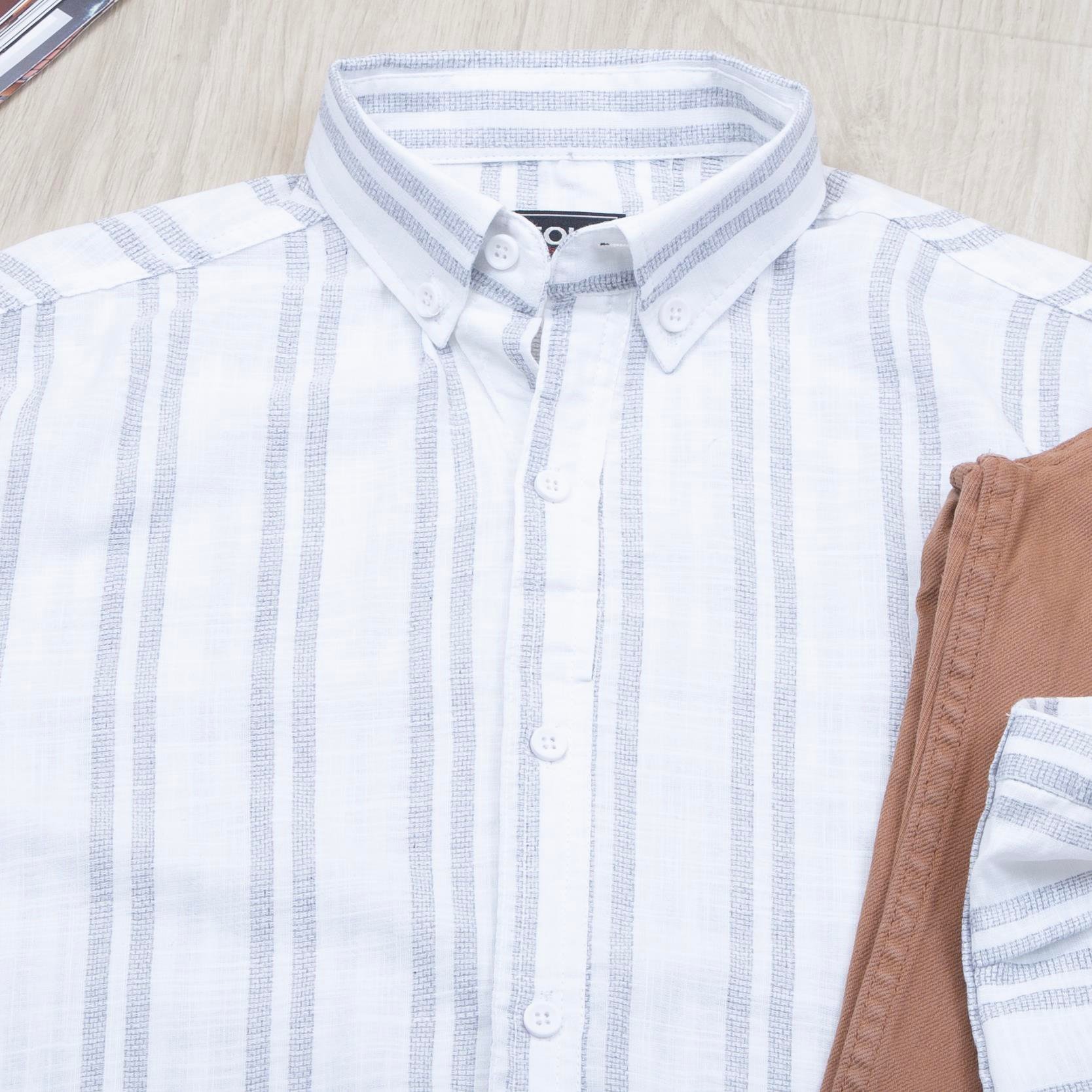 Mavi çizgili Gömlek Pantolon Ayakkabı Kombin