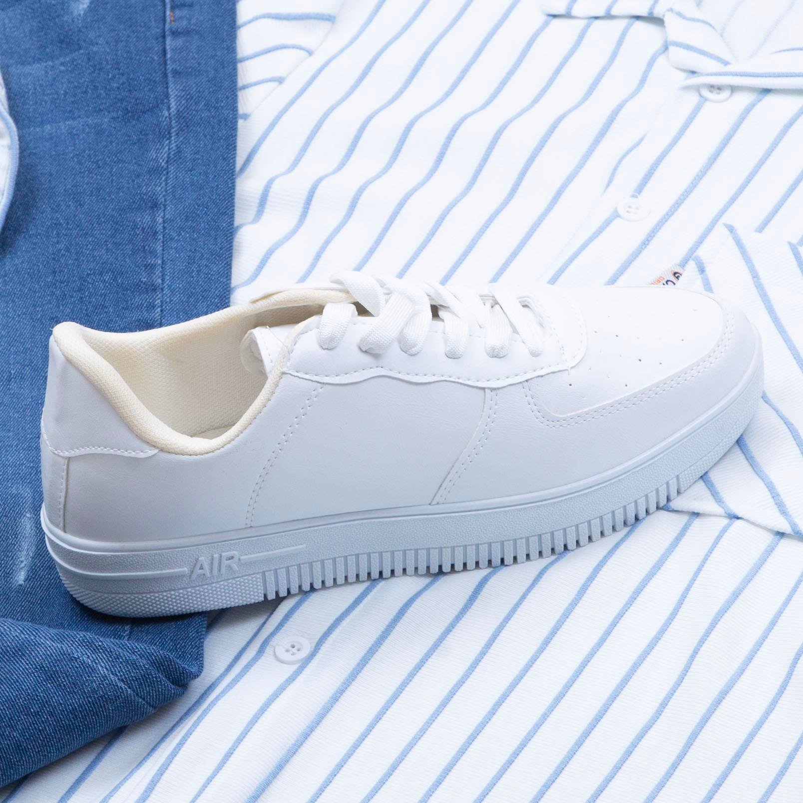 Mavi Çizgili Gömlek Pantolon Ayakkabı Kombin