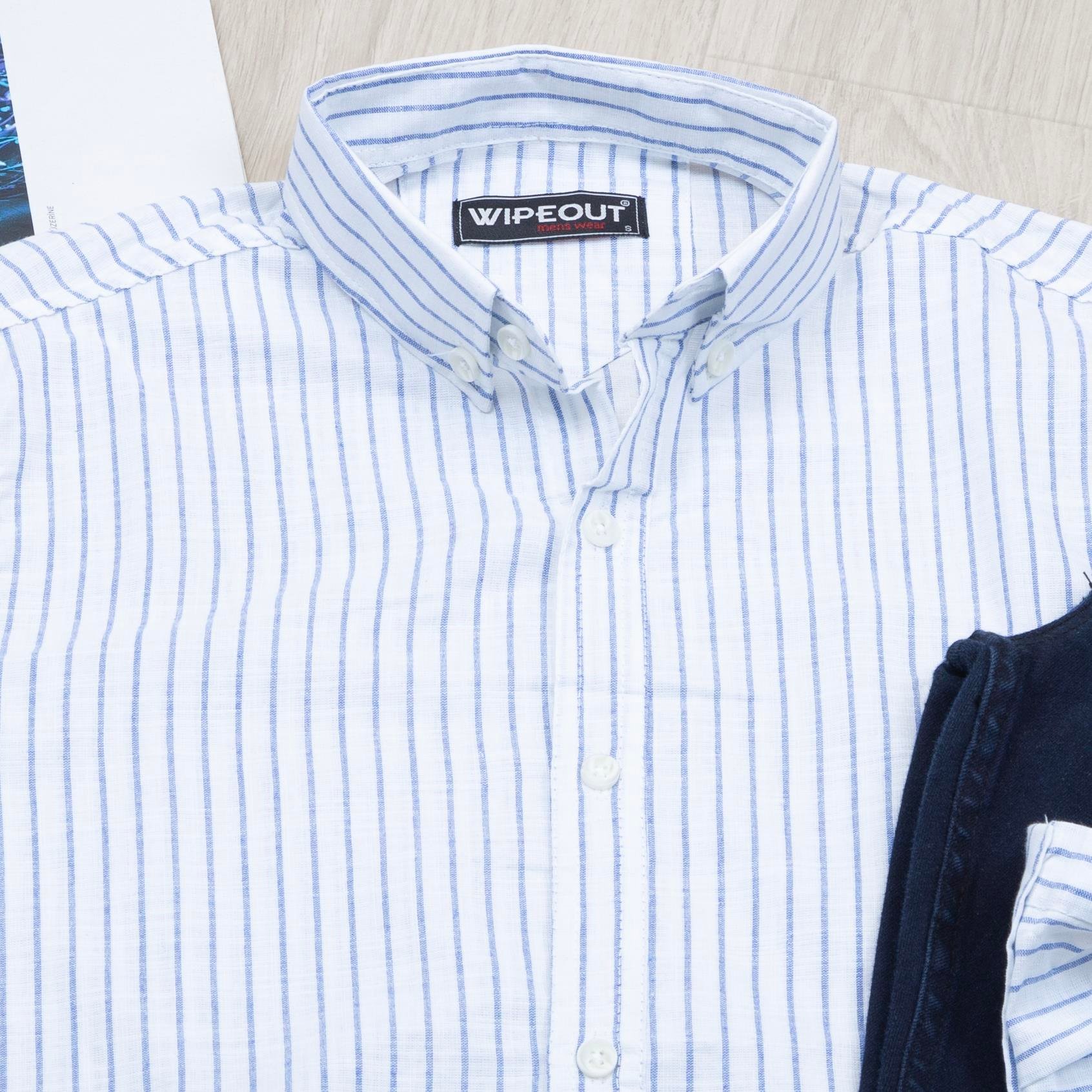 Mavi çizgili Gömlek Pantolon Ayakkabı Kombin