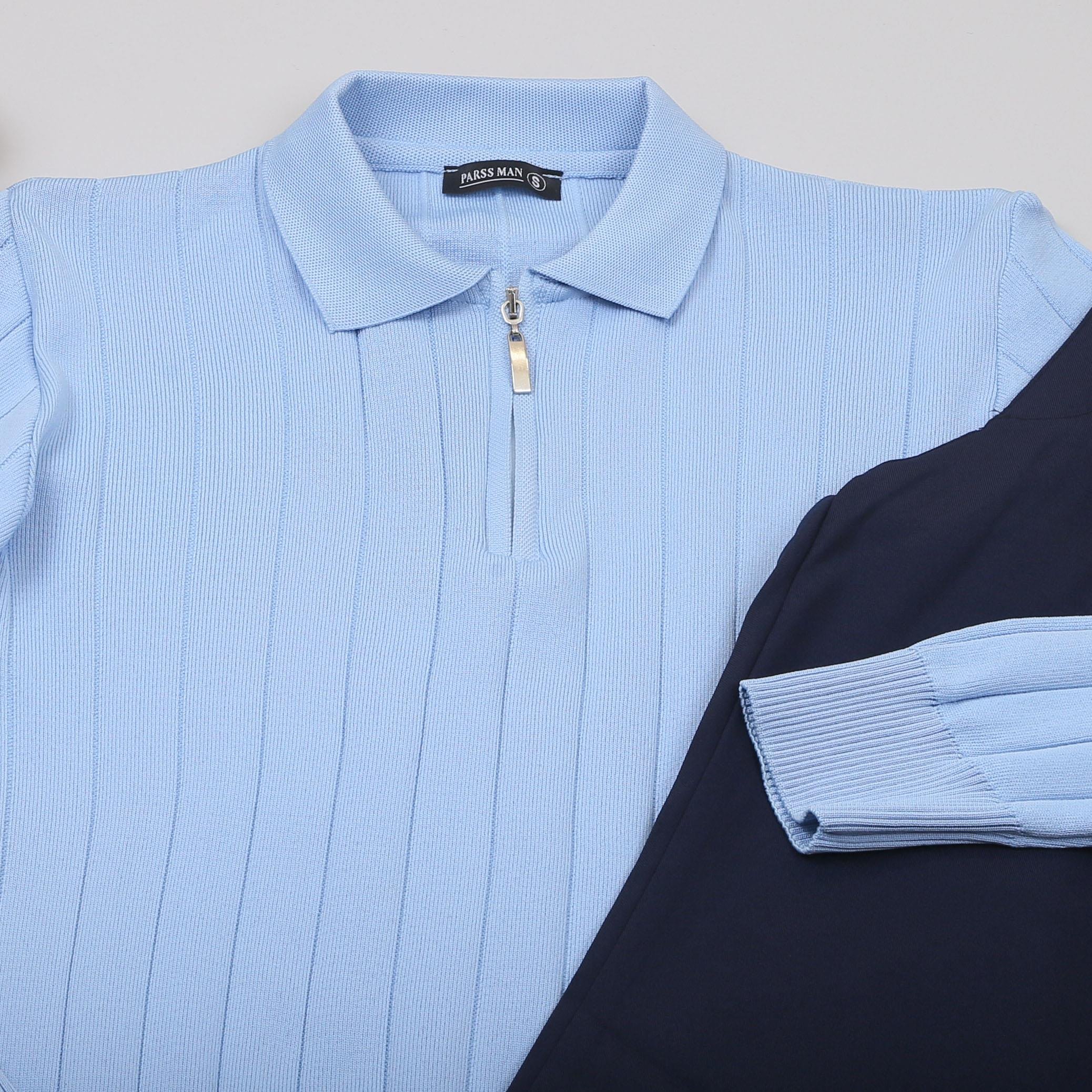 Mavi Çizgili Triko Polo Yaka Pantolon Ayakkabı Kombin