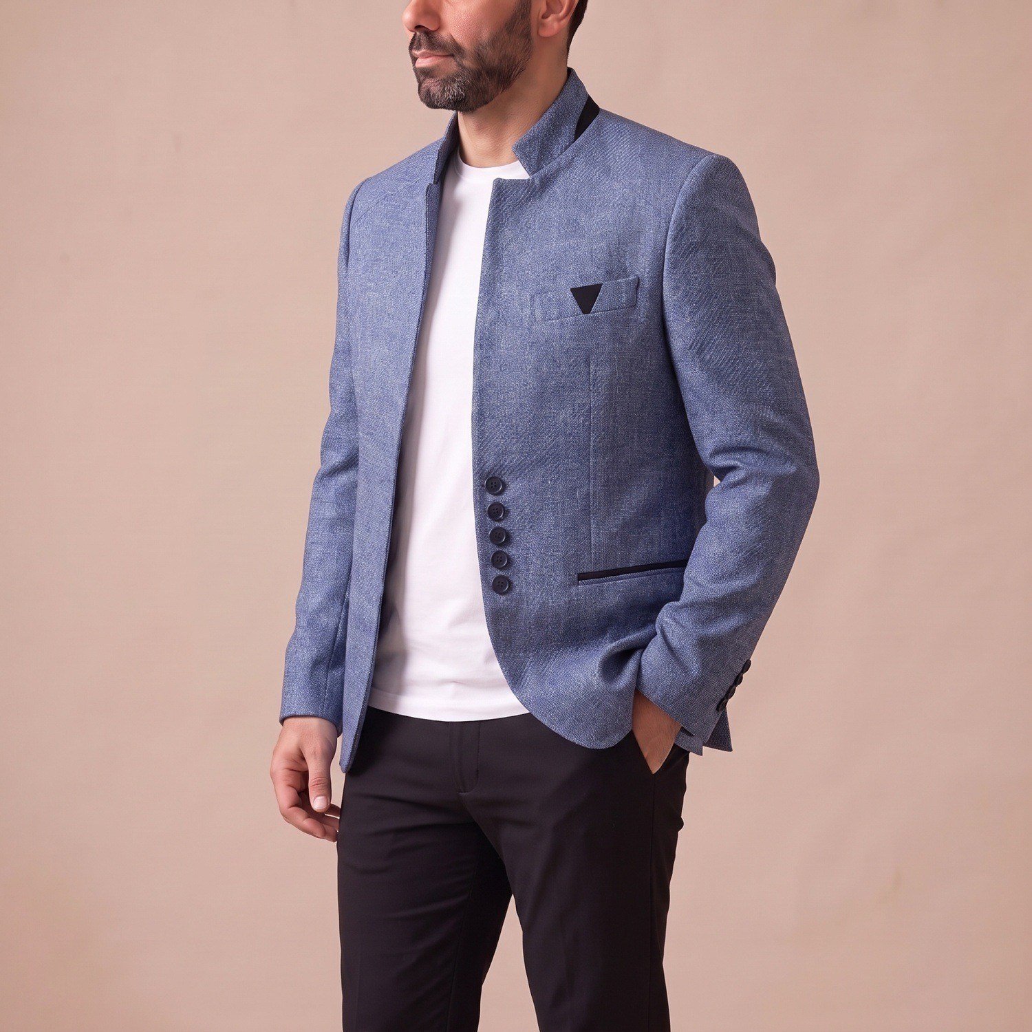 Mavi Dik Yaka Blazer Ceket Erkek