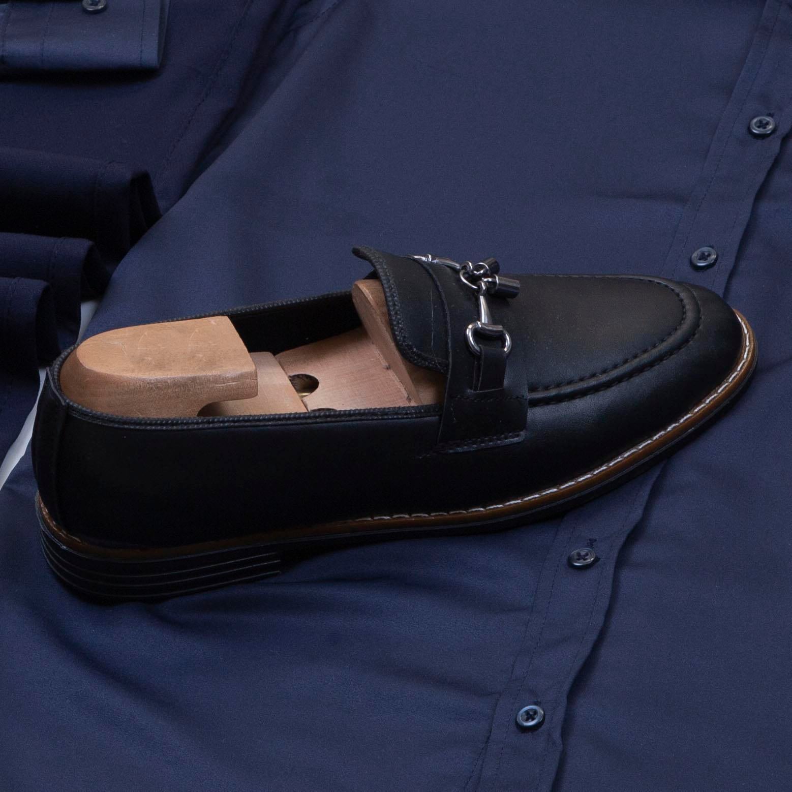 Mavi Dik Yaka Blazer Ceket Gömlek Pantolon Ayakkabı Kombin