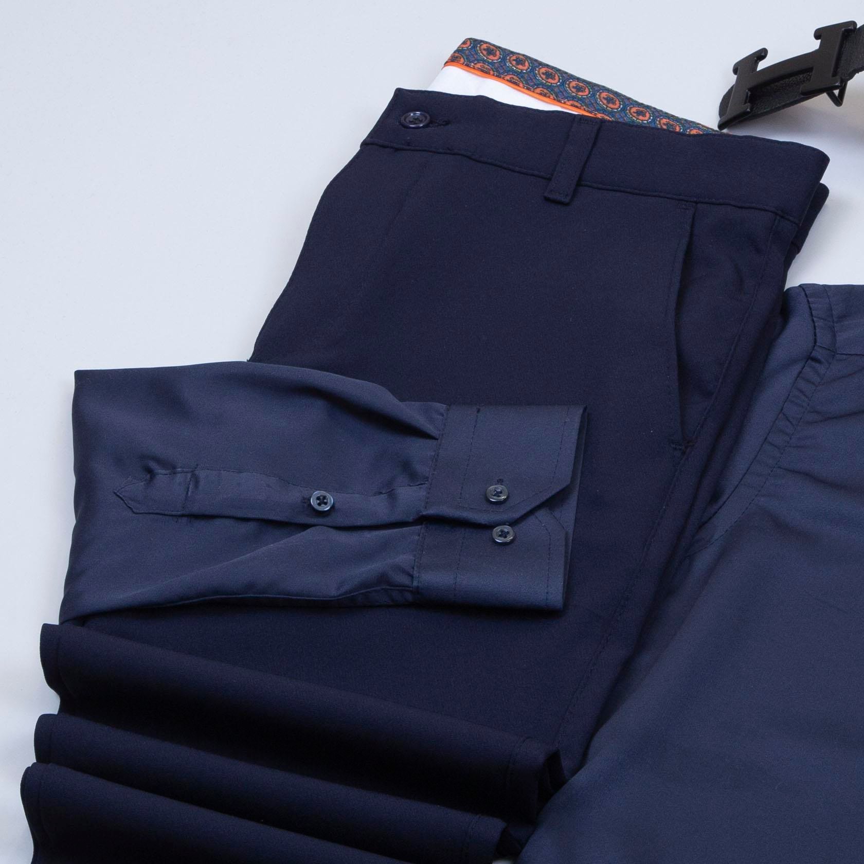 Mavi Dik Yaka Blazer Ceket Gömlek Pantolon Ayakkabı Kombin