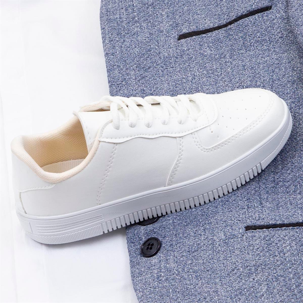 Mavi Dik Yaka Blazer Ceket Gömlek Pantolon Ayakkabı Kombin