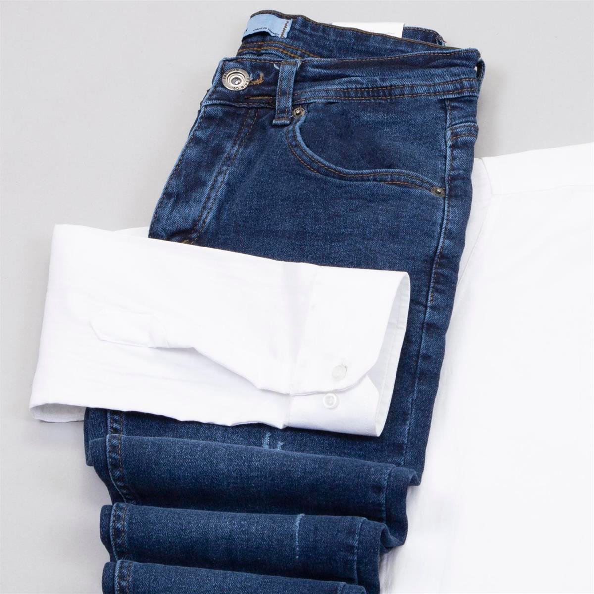 Mavi Dik Yaka Blazer Ceket Gömlek Pantolon Ayakkabı Kombin