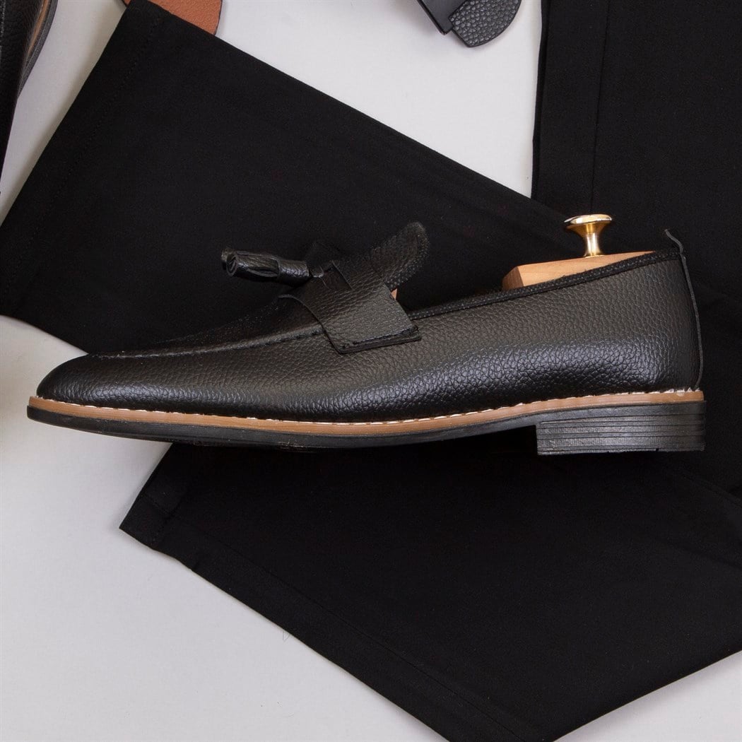 Mavi Dik Yaka Ceket Gömlek Pantolon Ayakkabı