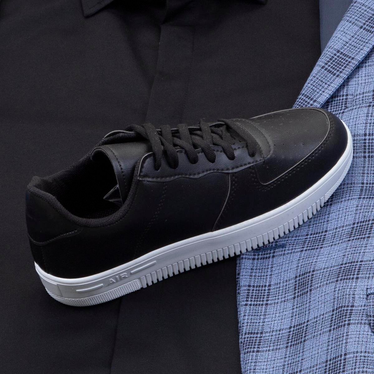 Mavi Ekoseli Blazer Ceket Gömlek Pantolon Ayakkabı Kombin