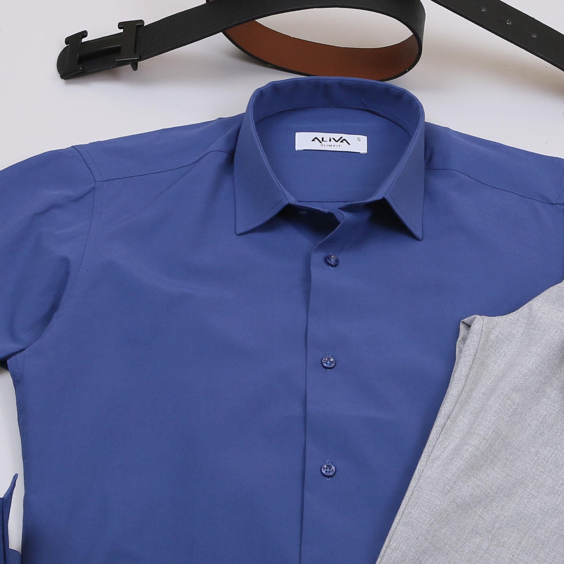 Mavi Gömlek Gri Pantolon Ayakkabı Kombin