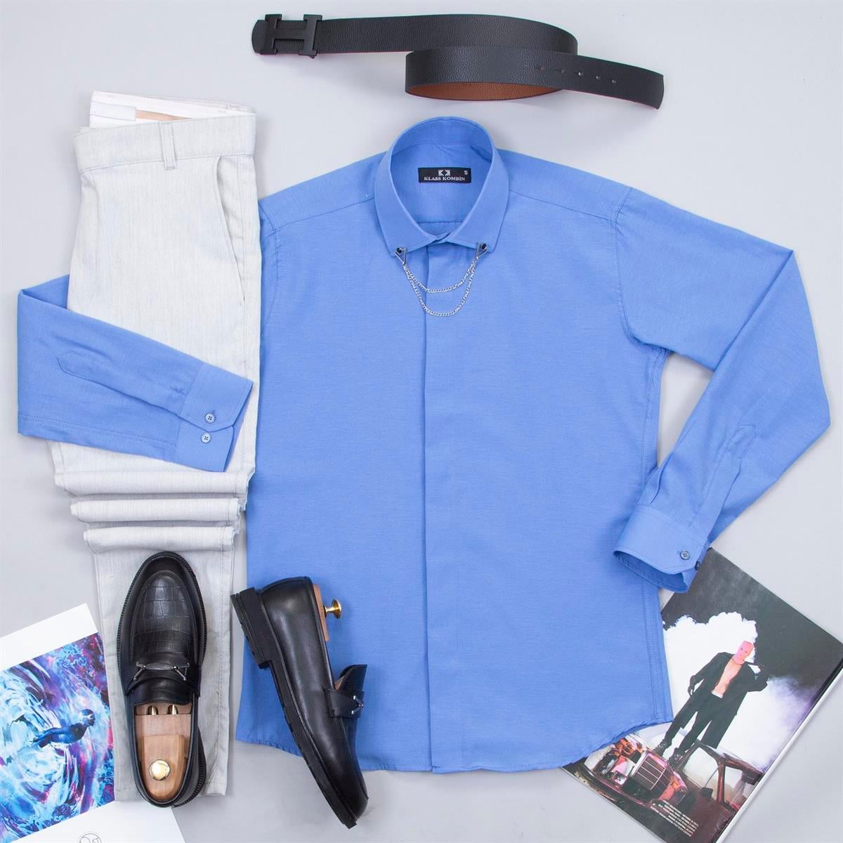 Somon Gömlek Pantolon Ayakkabı Kombin