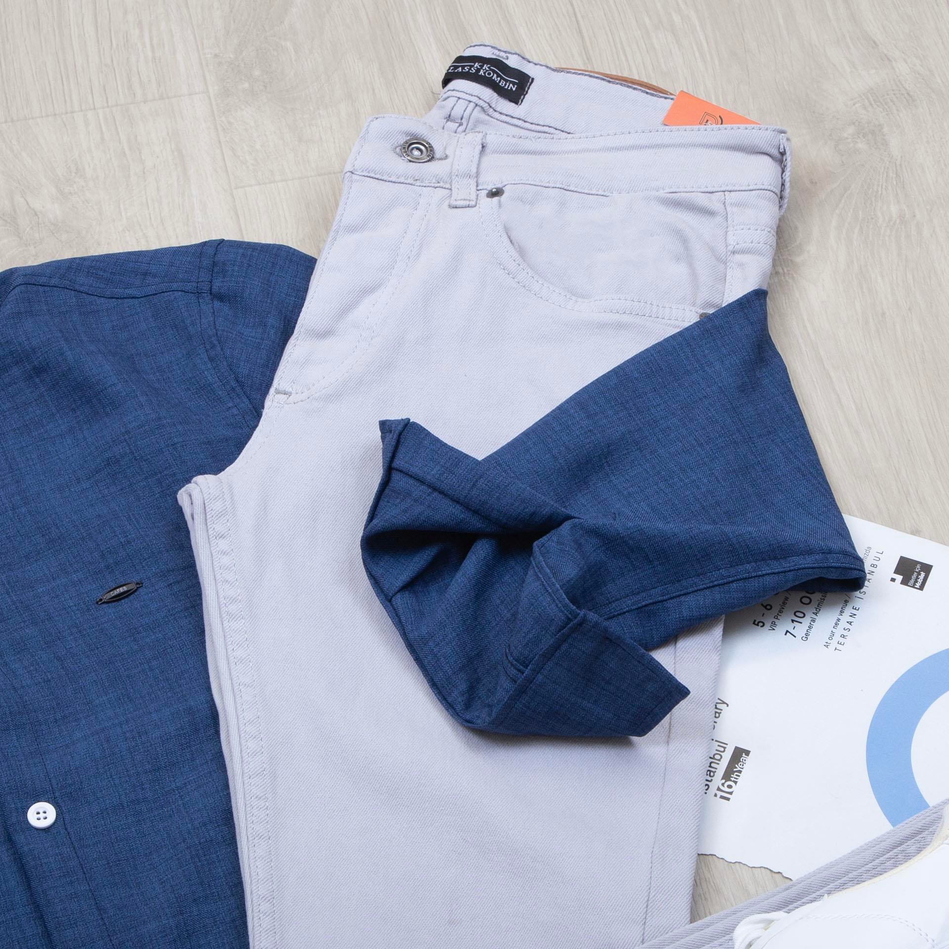 Mavi Gömlek Pantolon Ayakkabı Kombin