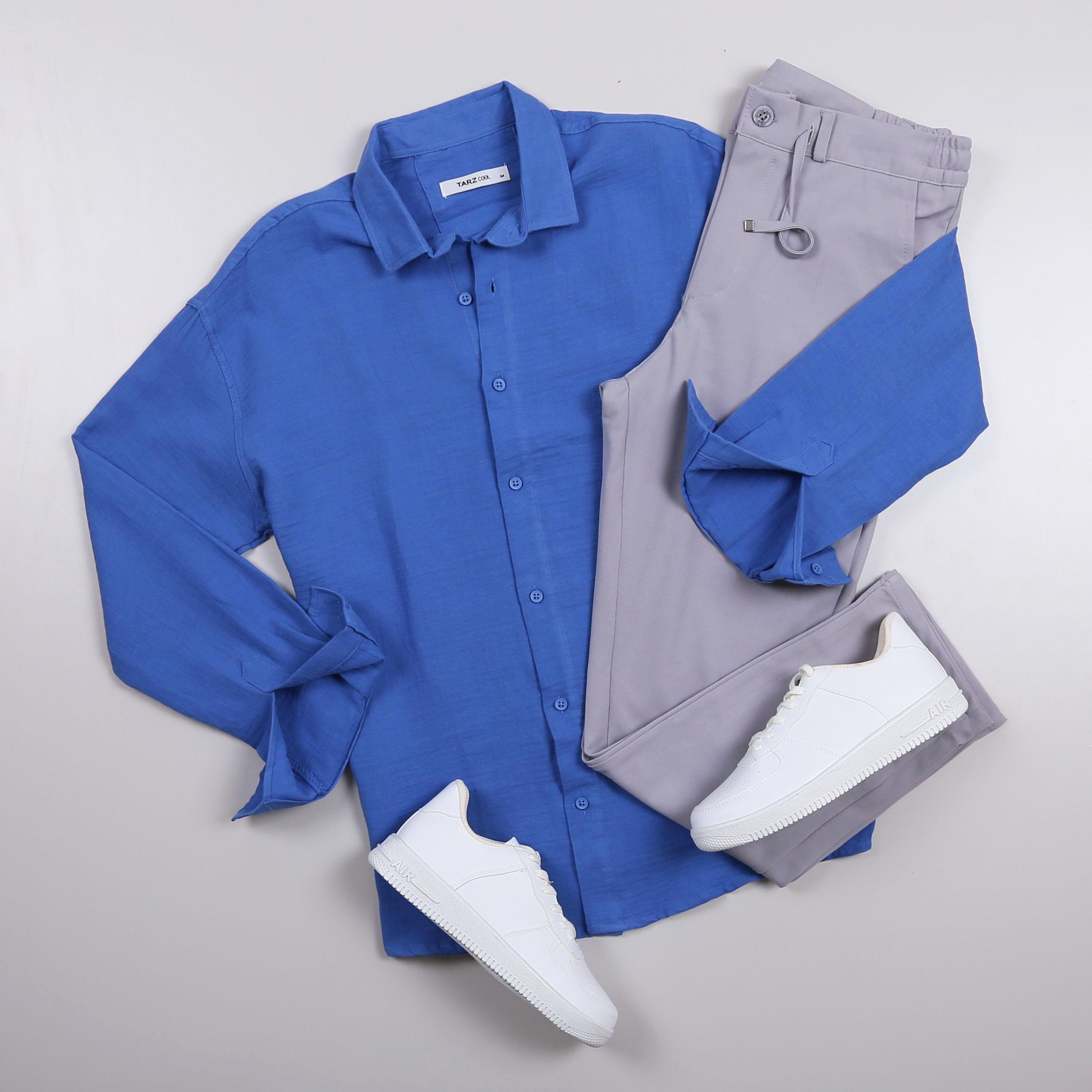 Mavi Gömlek Pantolon Ayakkabı Kombin