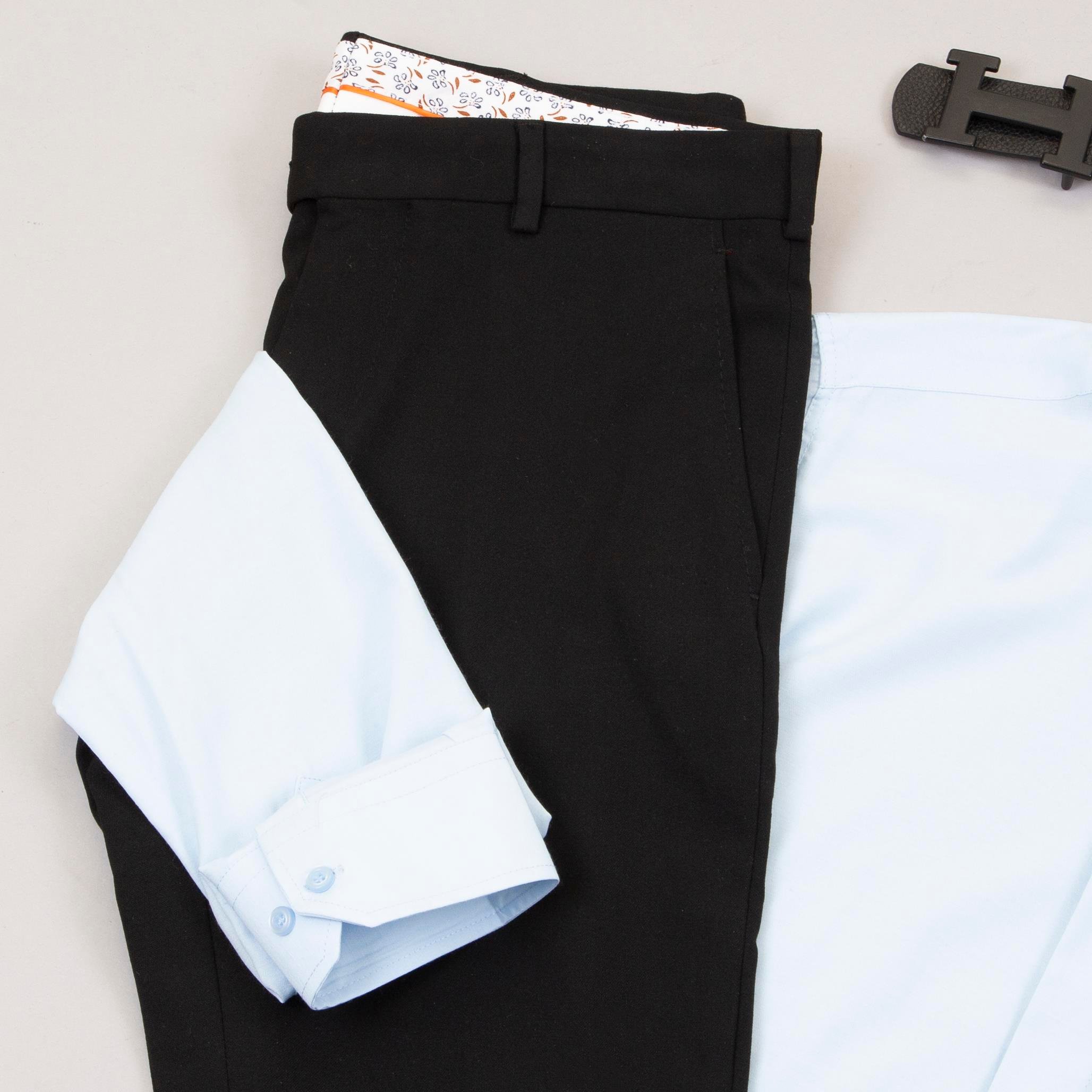 Mavi Gömlek Siyah Pantolon Ayakkabı Kombin