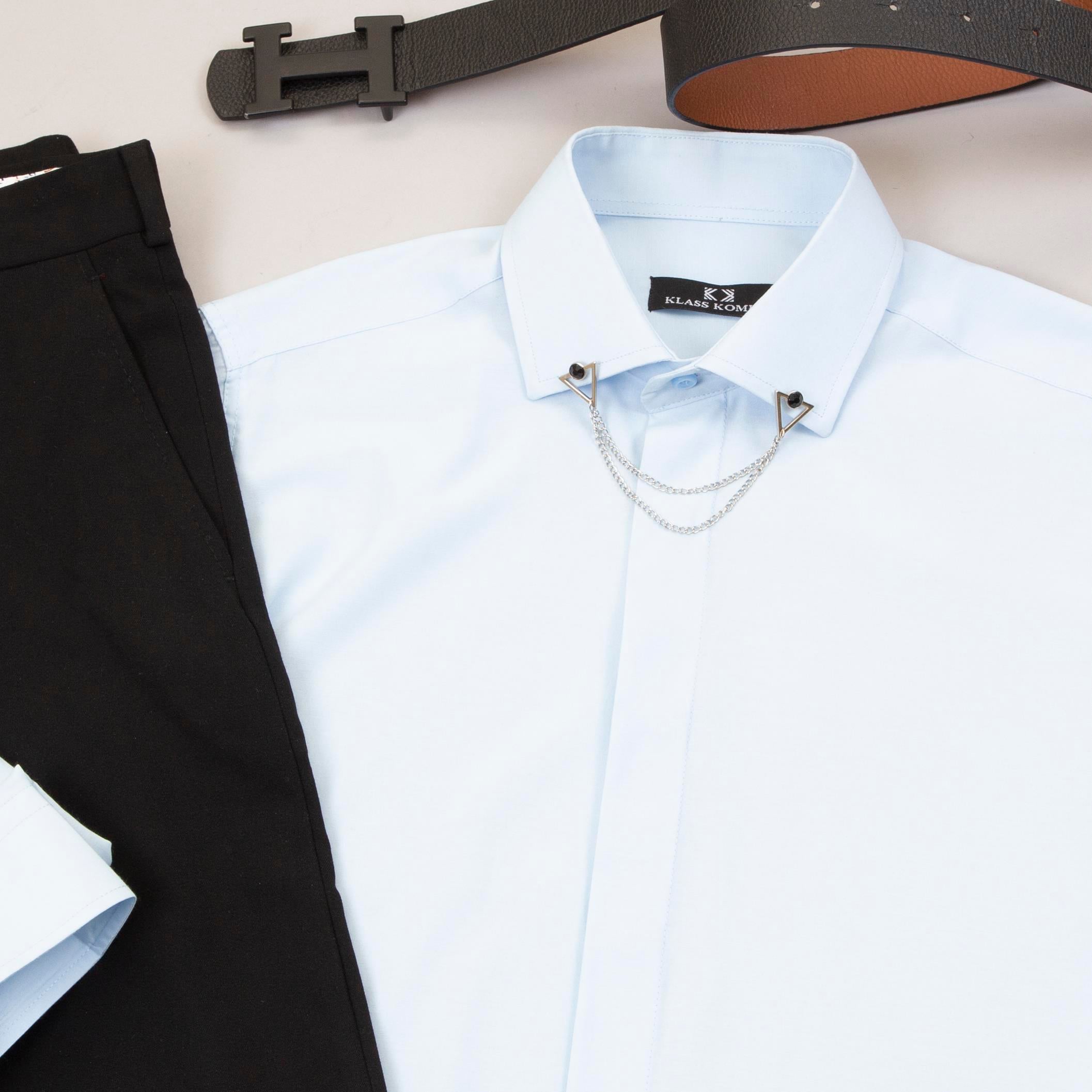 Mavi Gömlek Siyah Pantolon Ayakkabı Kombin