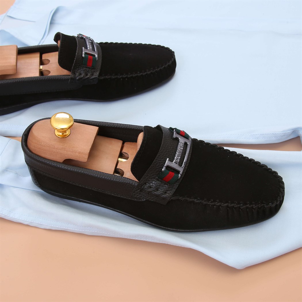 Mavi Gömlek Siyah Pantolon Klasik Ayakkabı Kombini 