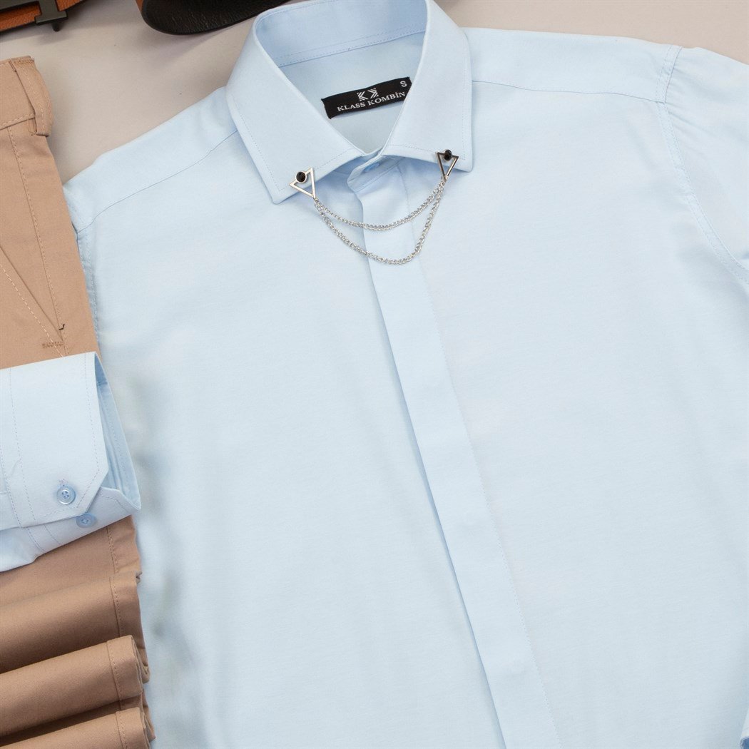 Mavi Gömlek Taş Pantolon Ayakkabı Kombin