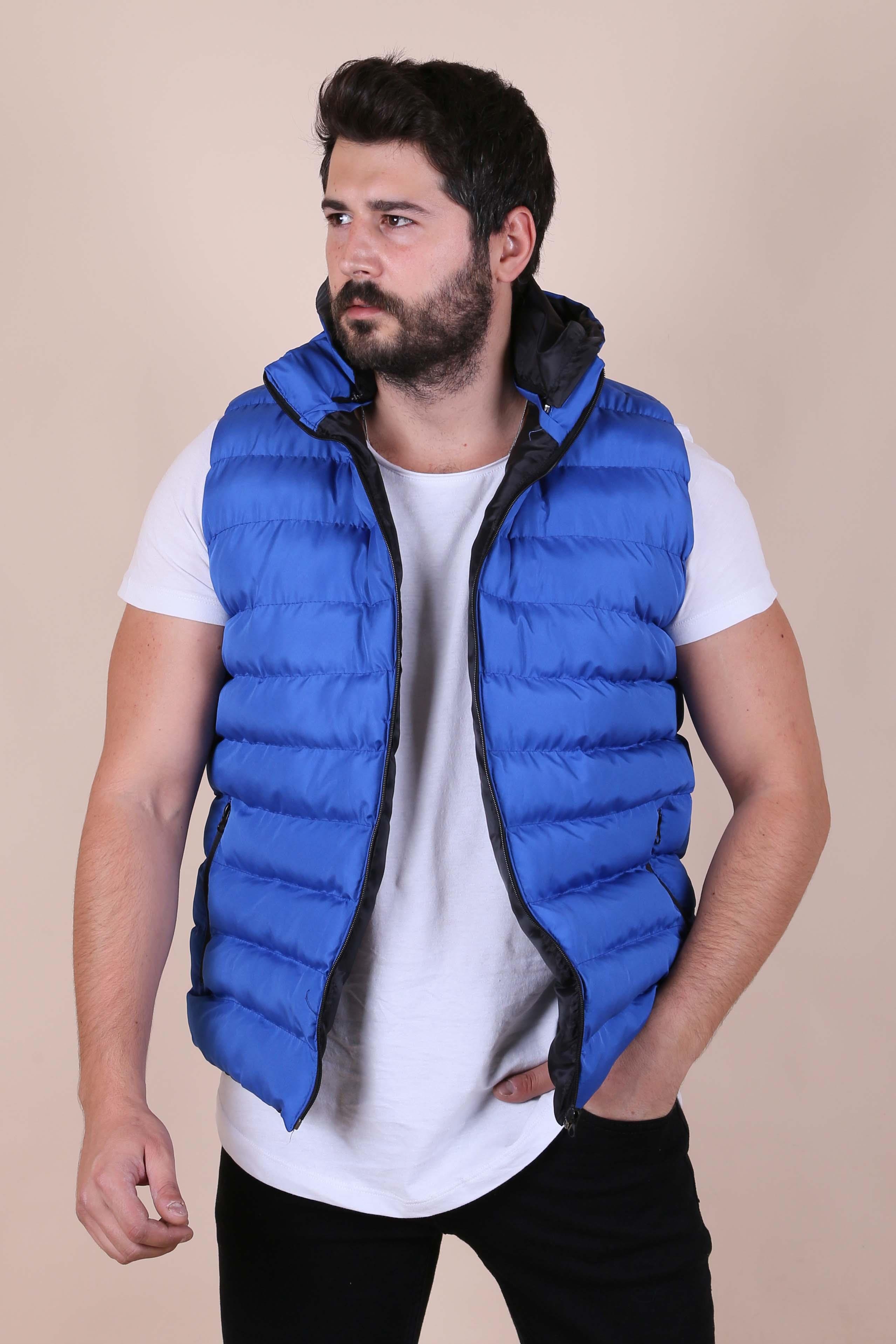 Mavi Kapşonlu Şişme Yelek