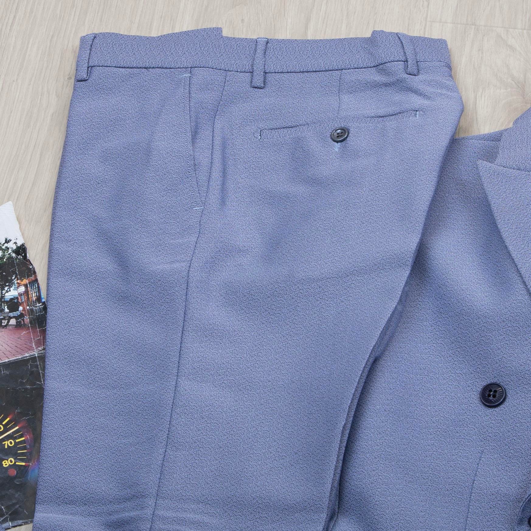 Mavi Kırçıllı Kruvaze Takım Elbise Kombini