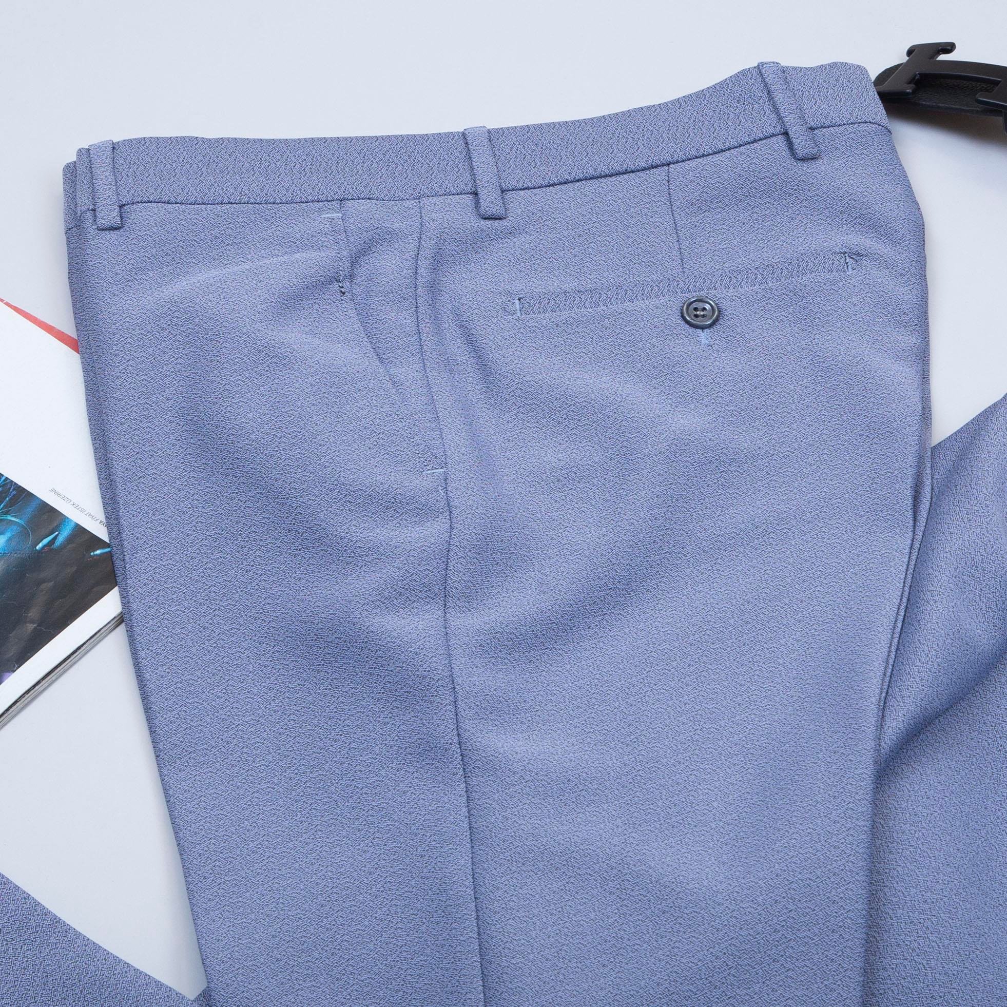 Mavi Kırçıllı Kruvaze Takım Elbise Kombini