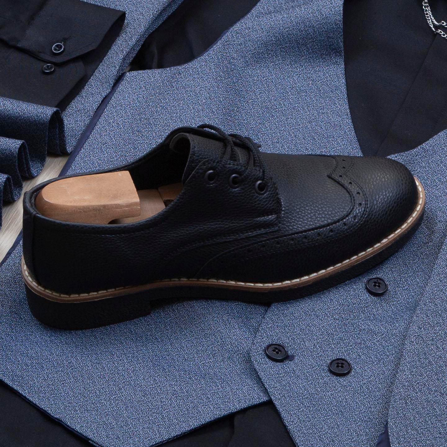 Mavi Kırçıllı Takım Elbise Kombini