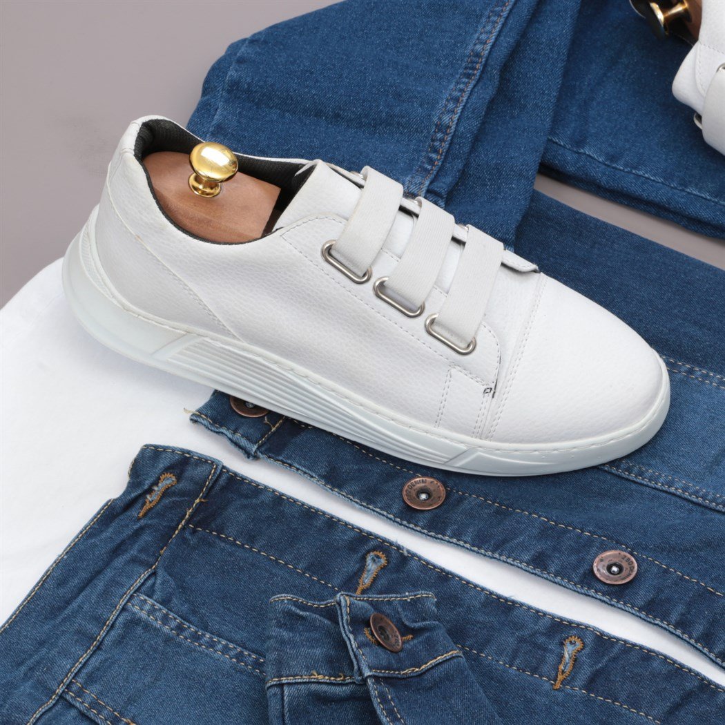 Mavi Kot Ceket Ayakkabı Pantolon Kombini