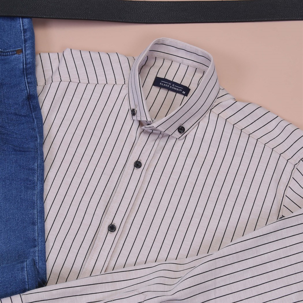 Mavi Kot Ekose Gömlek Ayakkabı Kombini