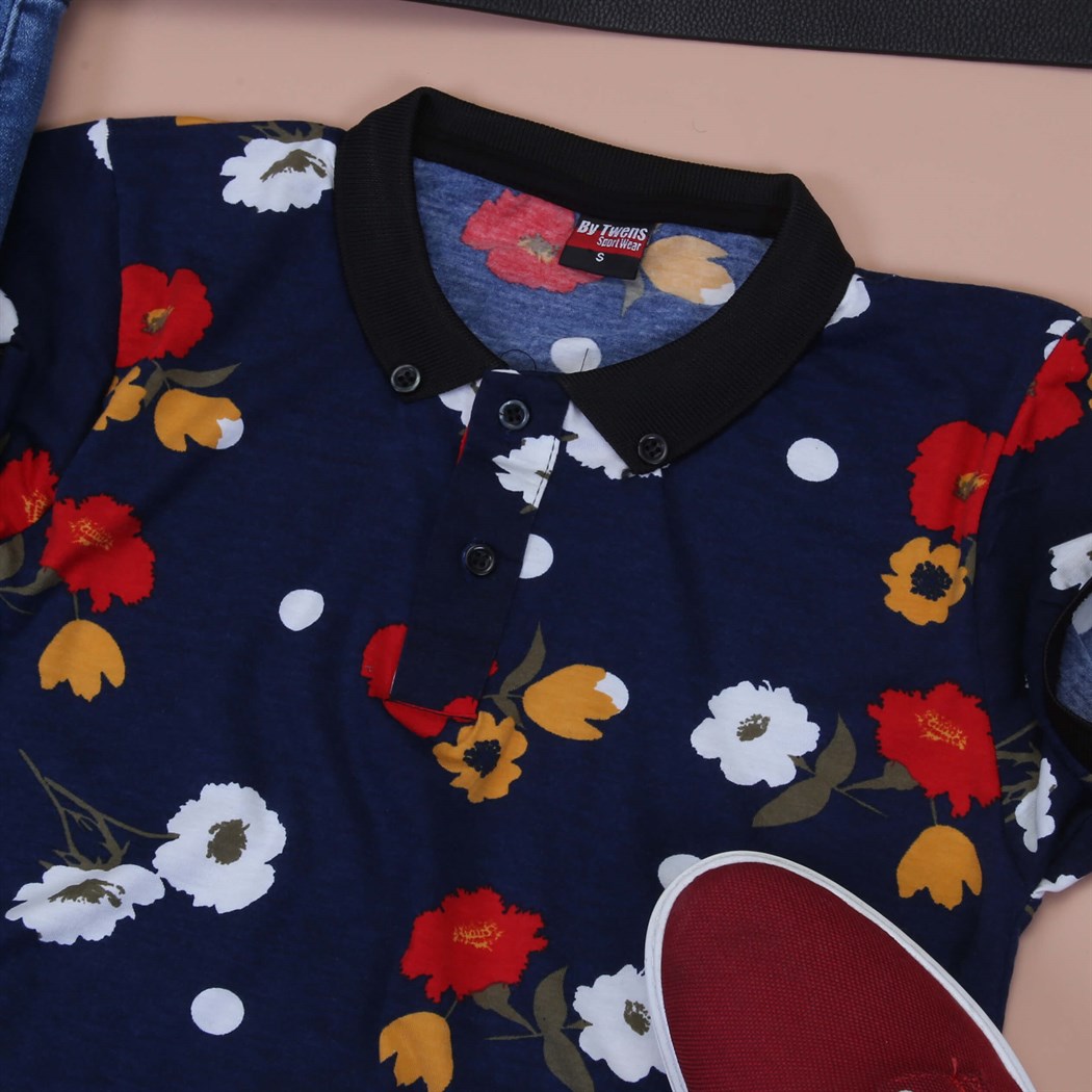 Mavi Kot Polo Tshirt Ayakkabı Kombini