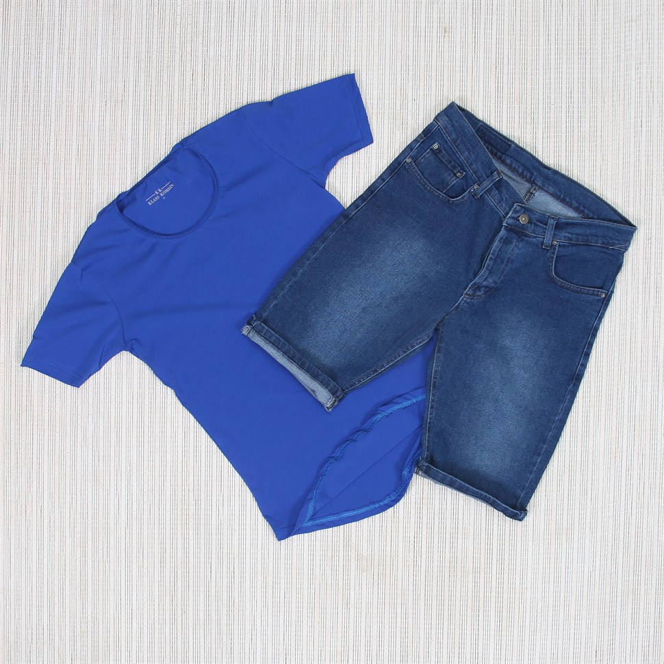 Mavi Kot Sort Tshirt Kombin