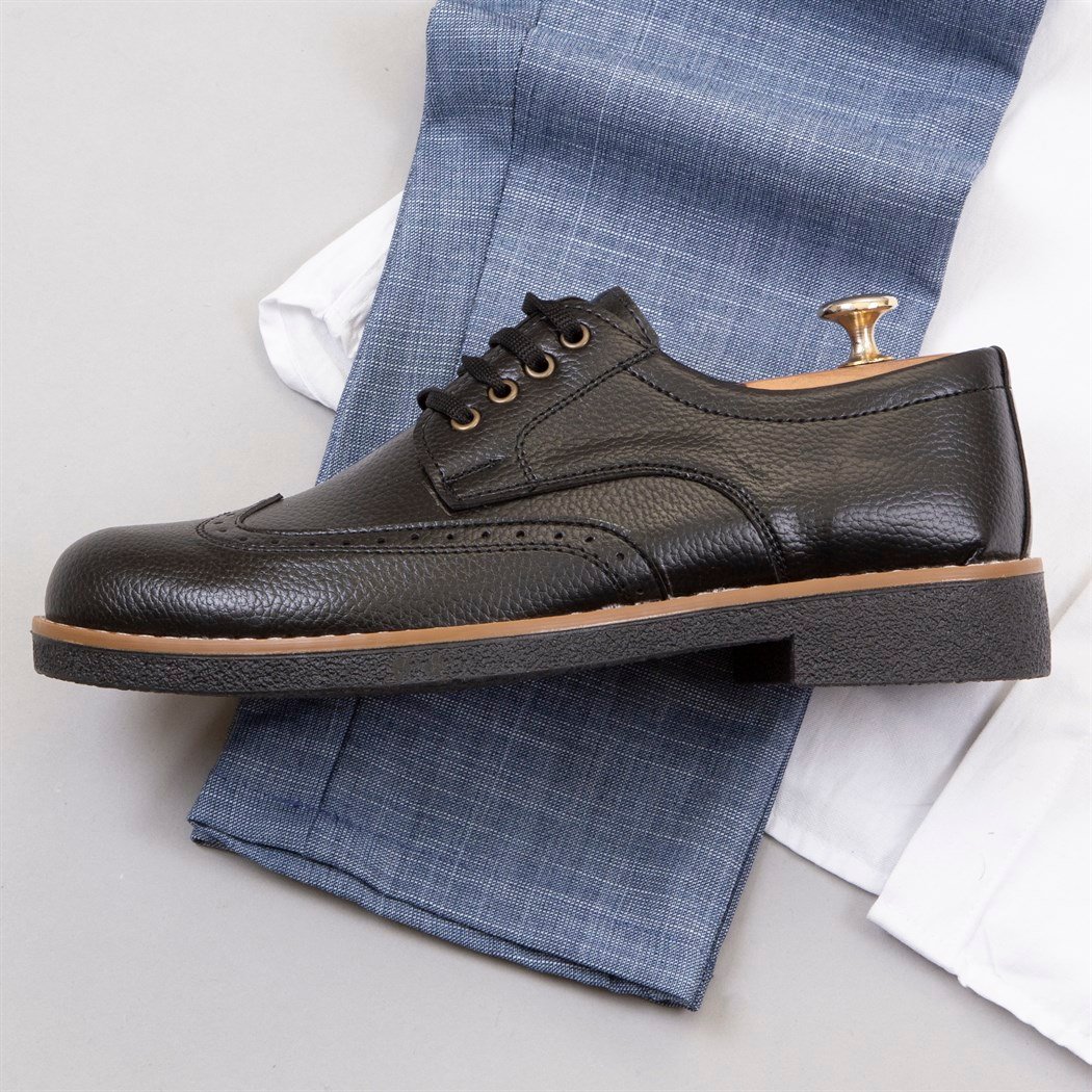 Mavi Kumaş Pantolon Gömlek Ayakkabı Kombin