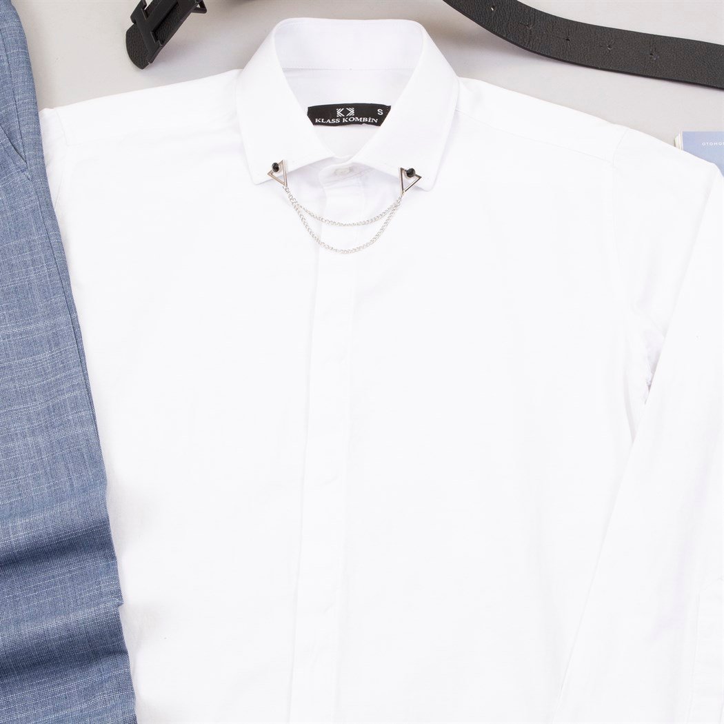 Mavi Kumaş Pantolon Gömlek Ayakkabı Kombin