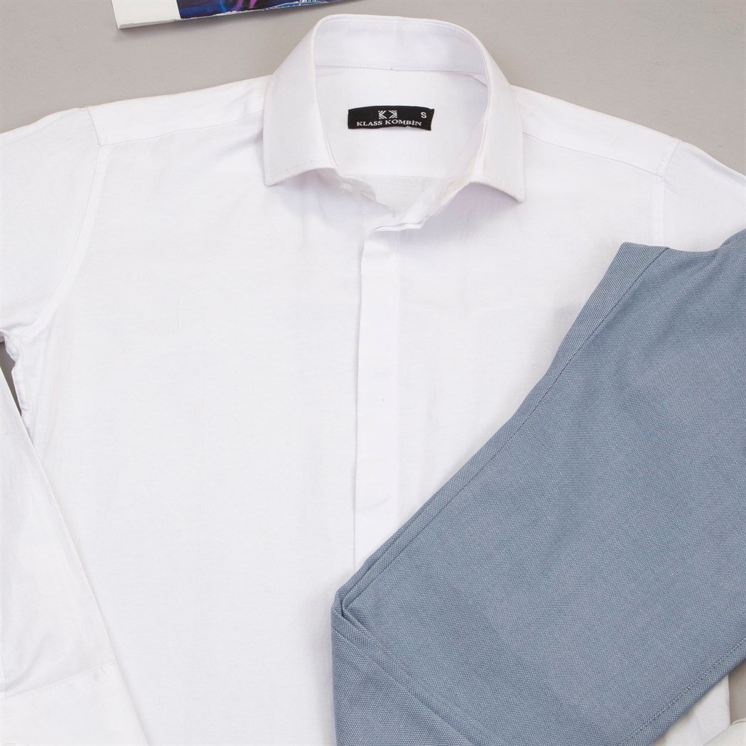 Mavi Pantolon Beyaz Gömlek Ayakkabı Kombin