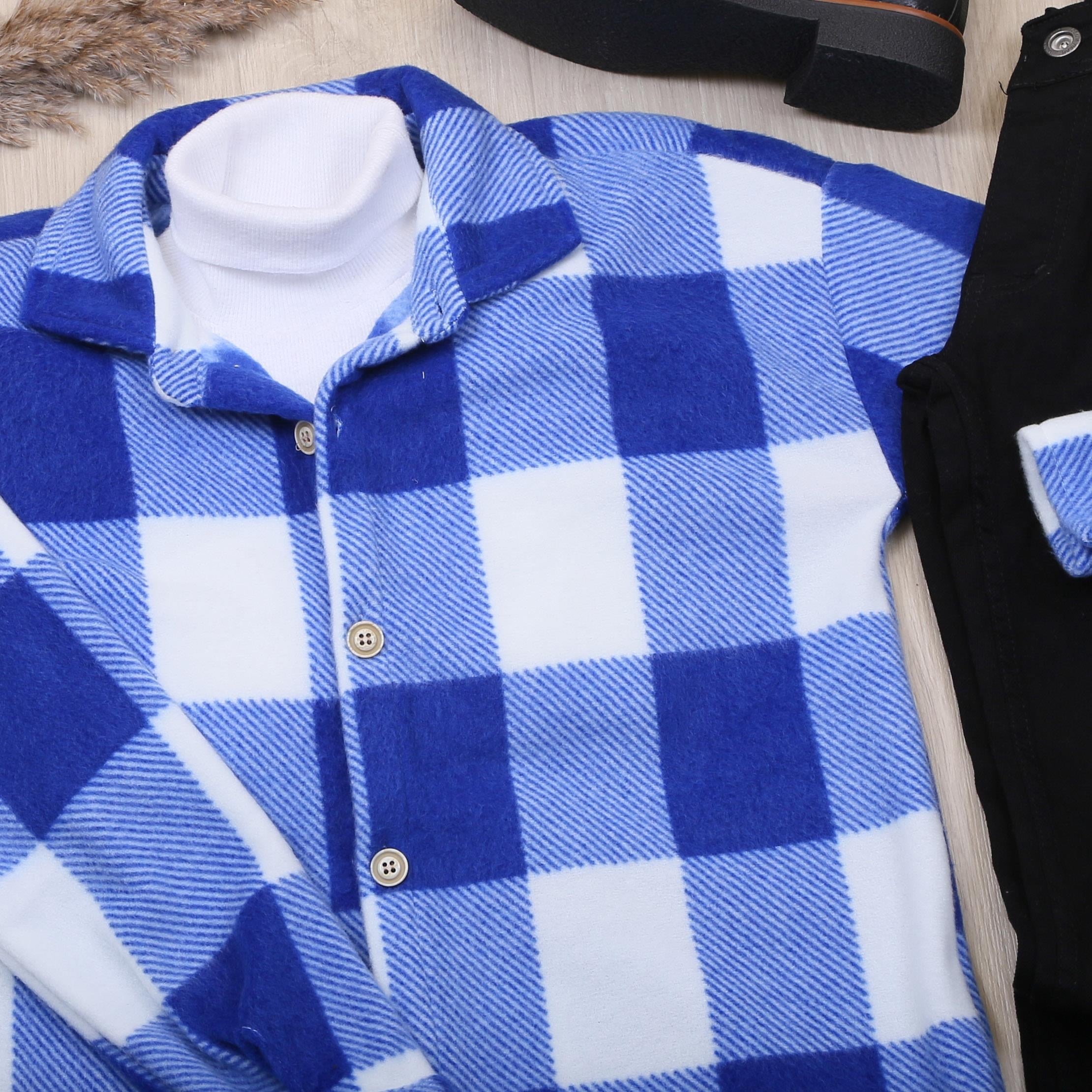 Mavi Polar Gömlek Body Pantolon Bot Kombin