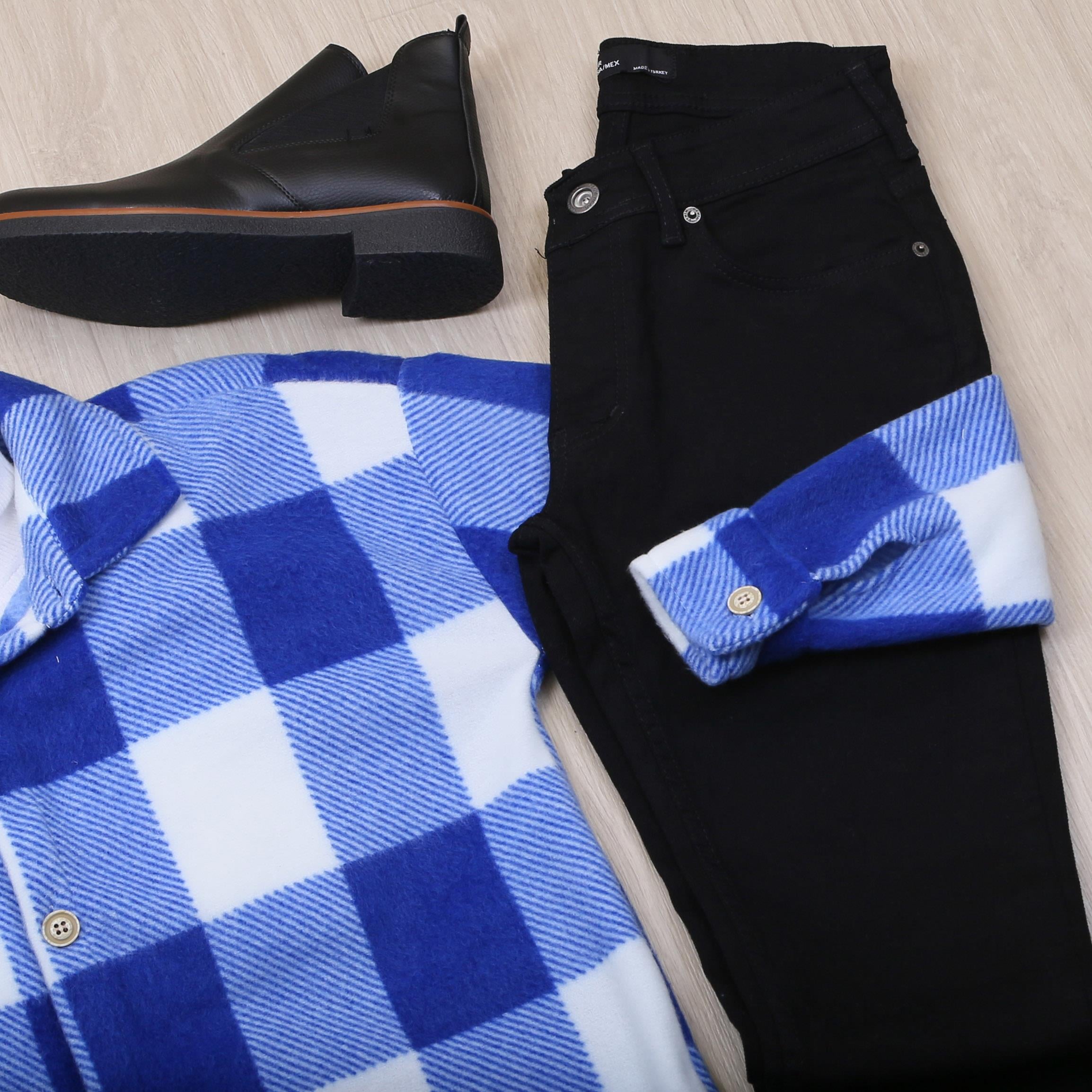 Mavi Polar Gömlek Body Pantolon Bot Kombin