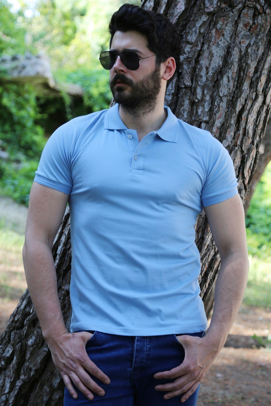 Mavi Polo Yaka Tişört