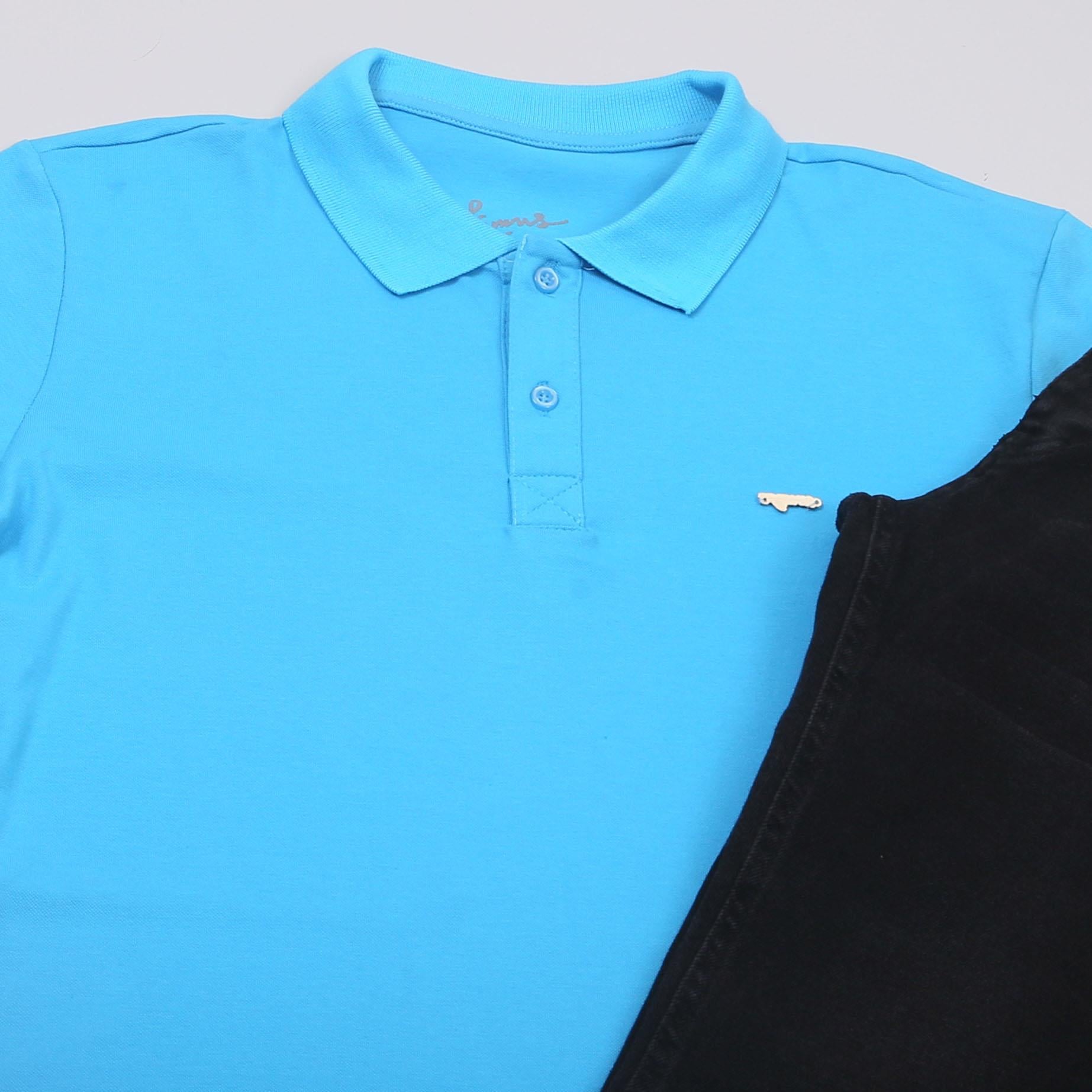 Mavi Polo Yaka Tişört Pantolon Ayakkabı Kombin