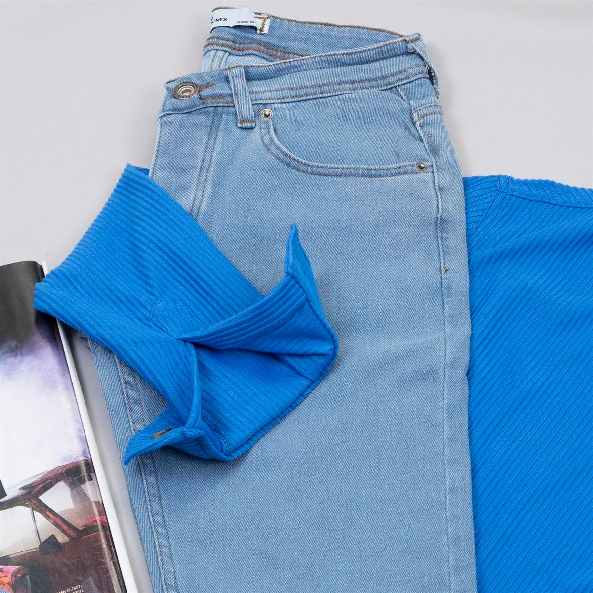 Mavi Spor Gömlek Pantolon Ayakkabı Kombin