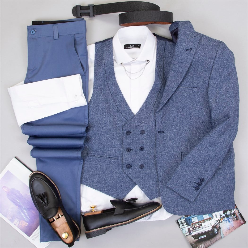 Mavi Takım Elbise Kombini