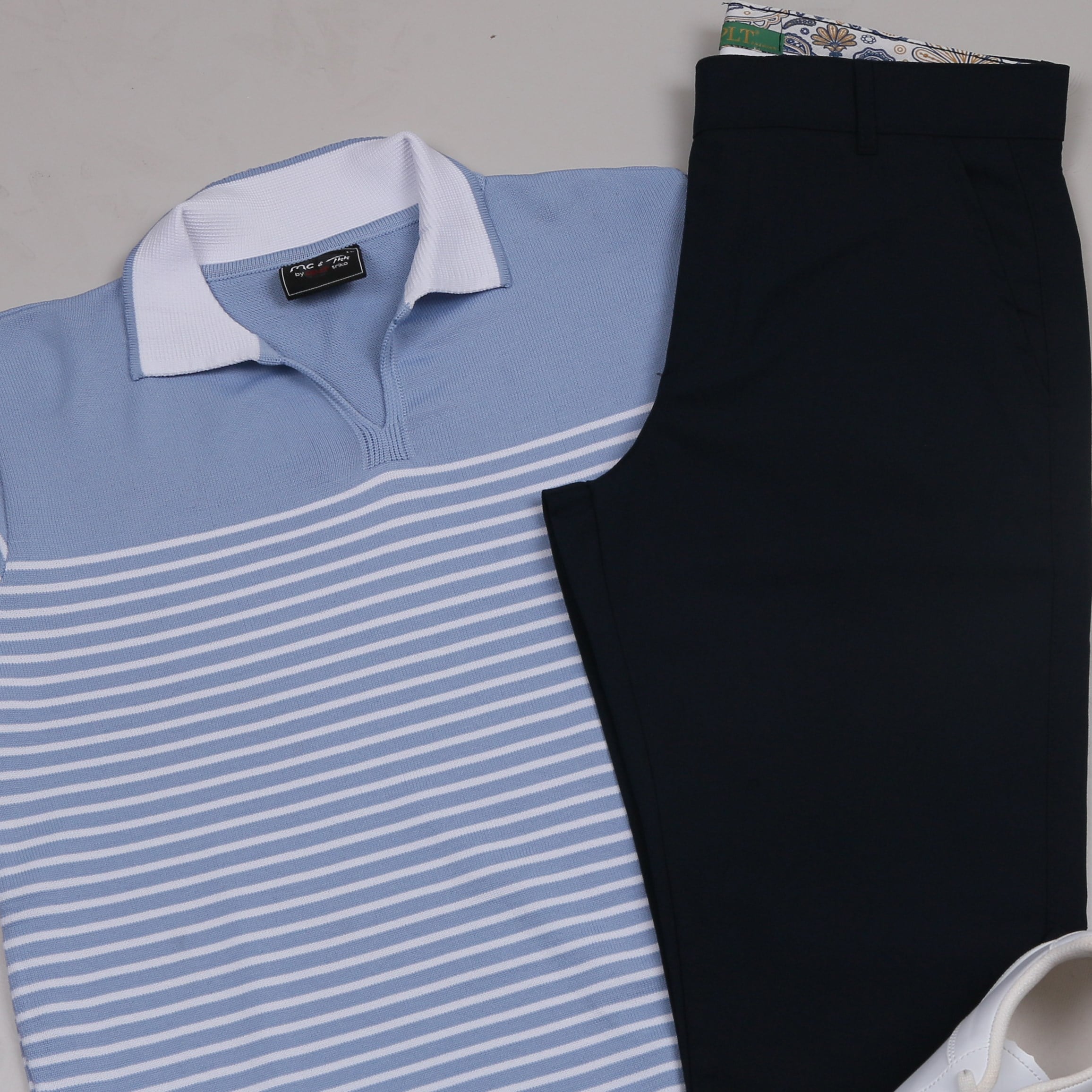 Mavi Triko Polo Yaka Tişört Lacivert Kumaş  Pantolon Ayakkabı Kombin