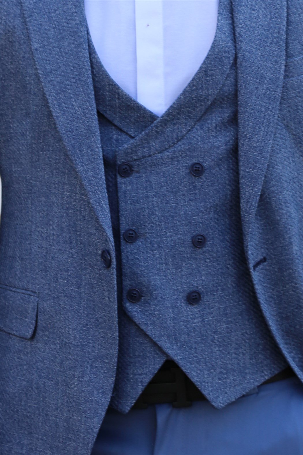 Mavi Yelek Ceket Takım