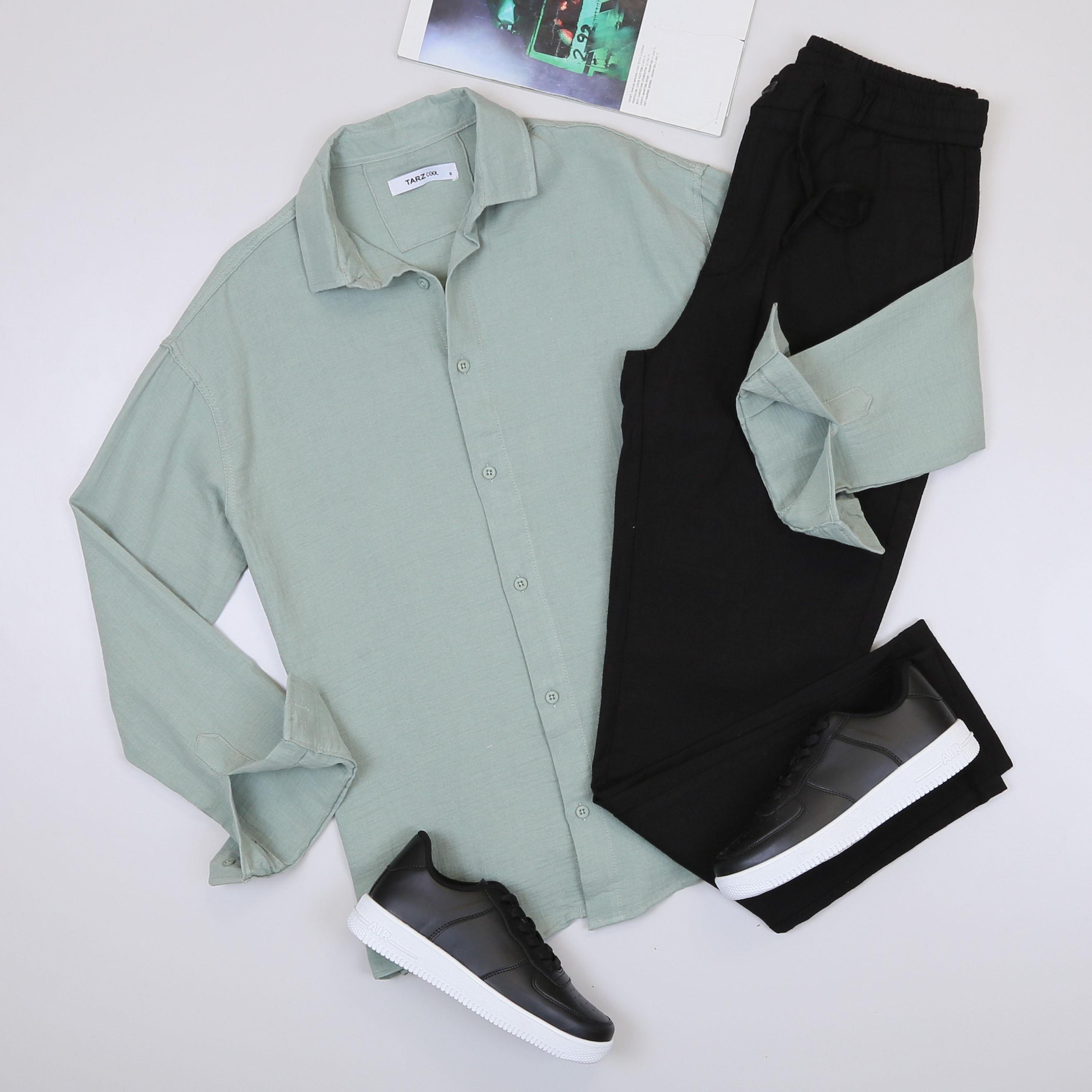 Mint Yeşili Gömlek Pantolon Ayakkabı Kombin