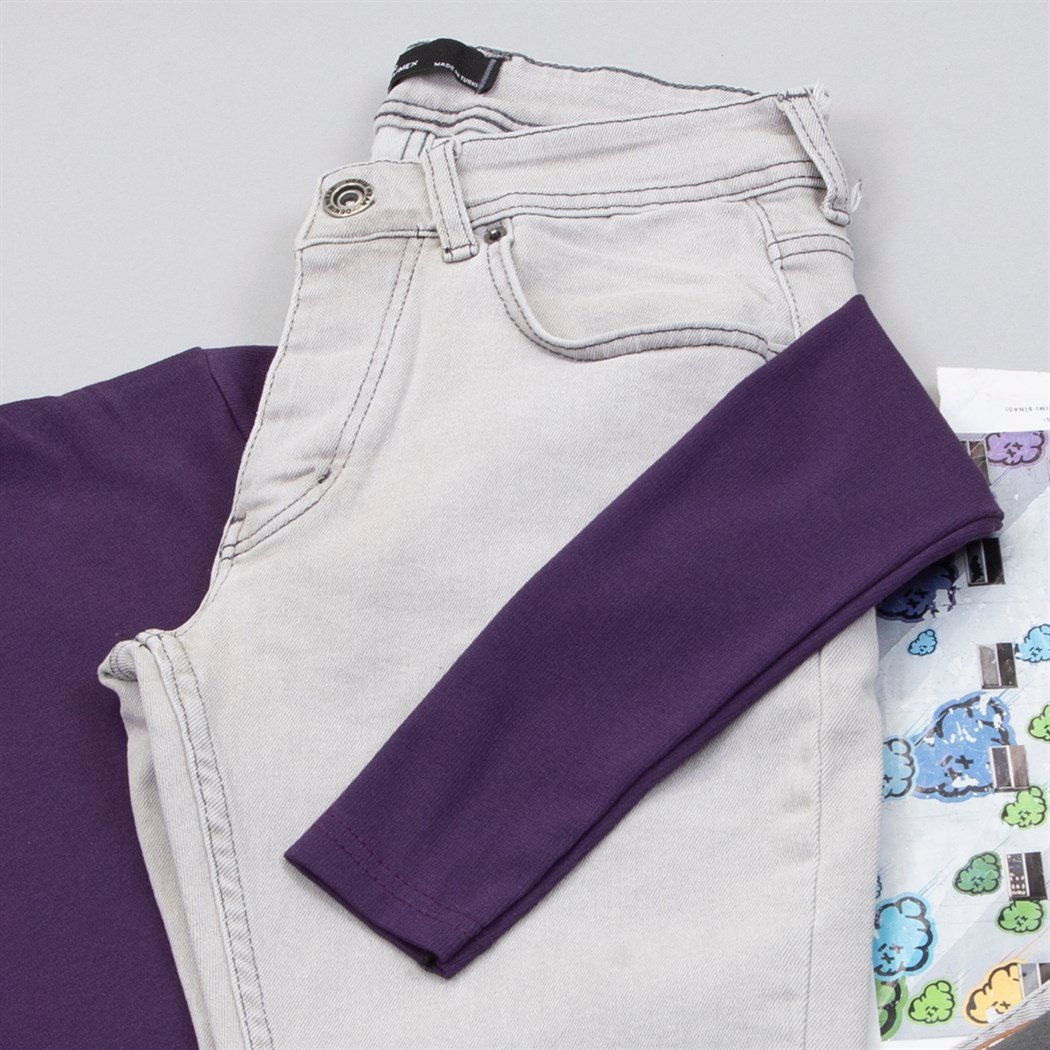 Mor Boğazlı Kazak Pantolon Bot Kombin