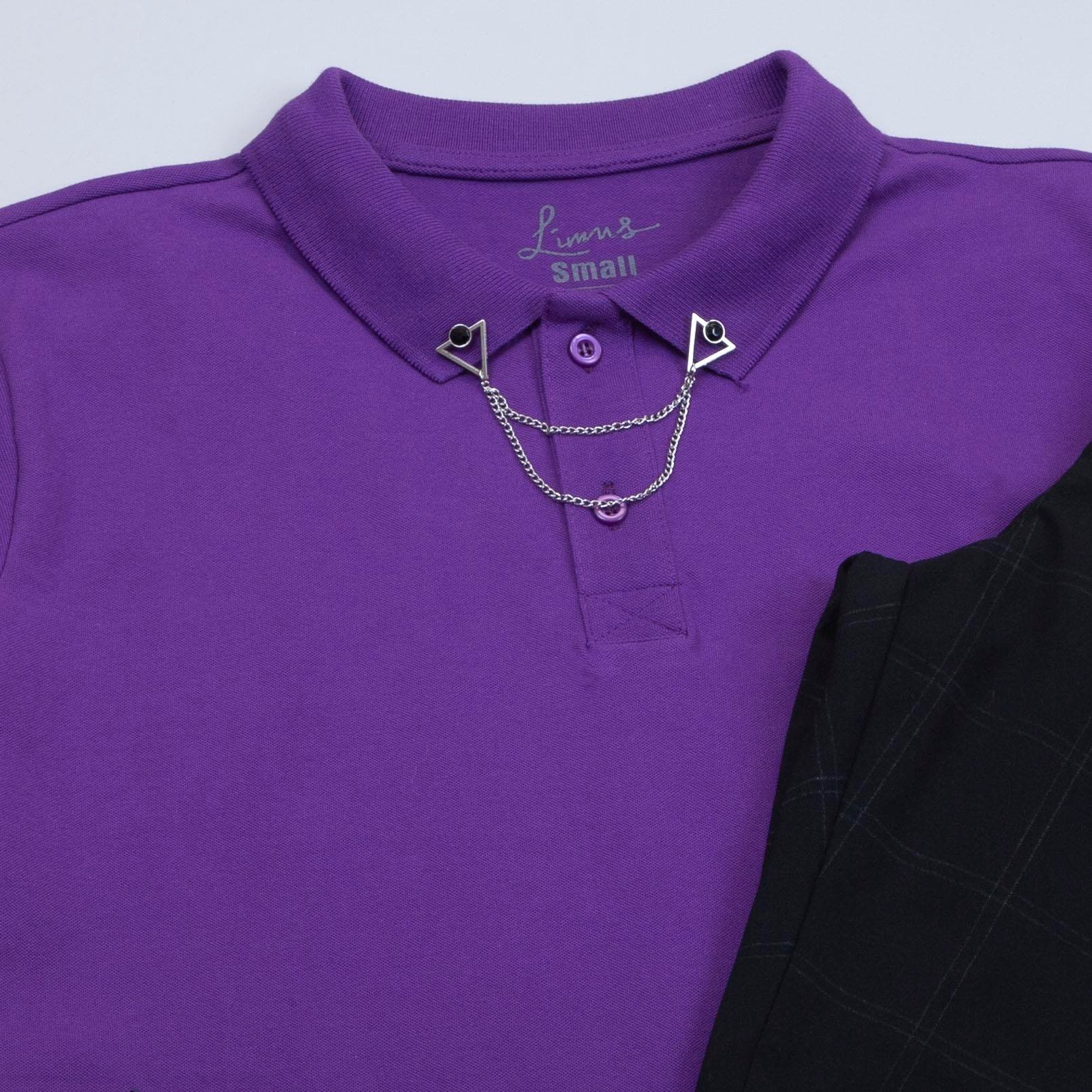 Mor Polo Yaka Tişört Pantolon Ayakkabı Kombin