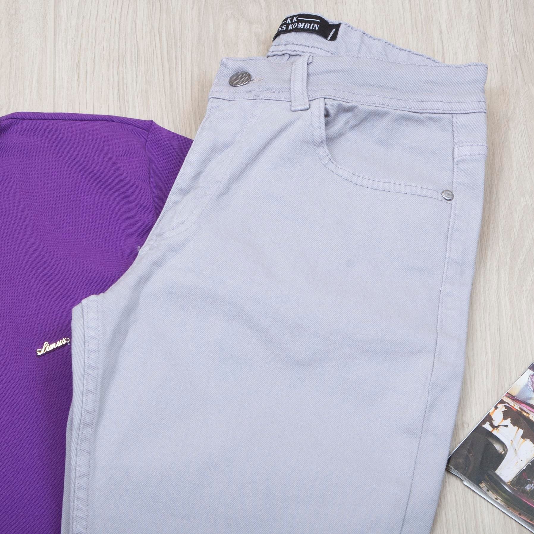 Mor Polo Yaka Tişört Pantolon Ayakkabı Kombin