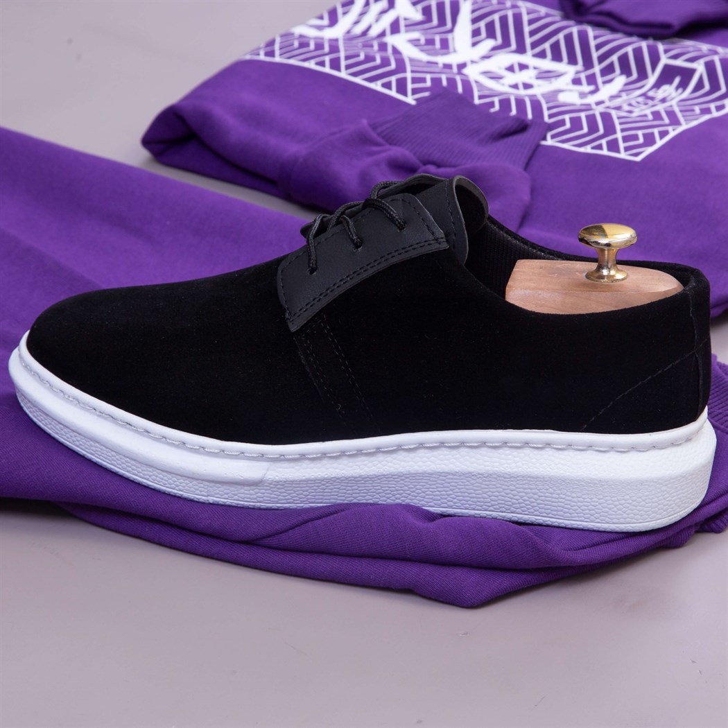 Mor Sweat Pantolon Ayakkabı Kombin